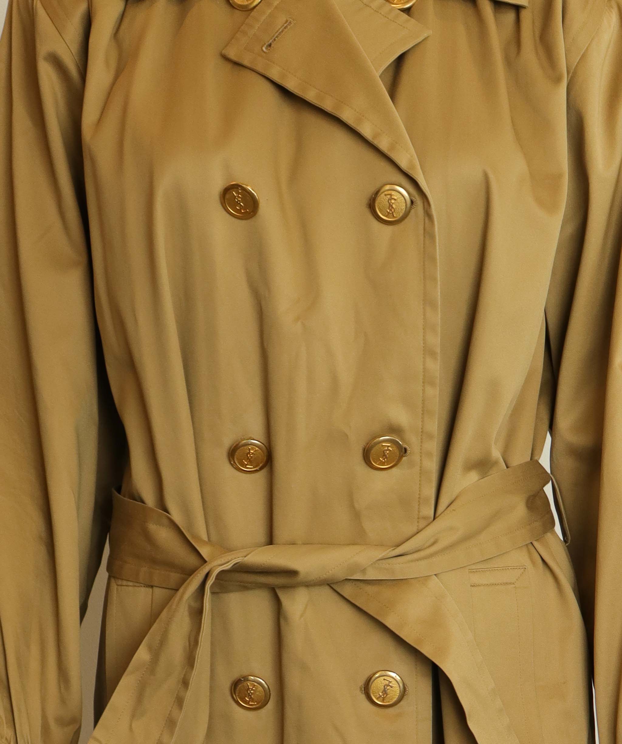 Yves Saint Laurent YSL Logo Trench Coat Beige DXBS4288