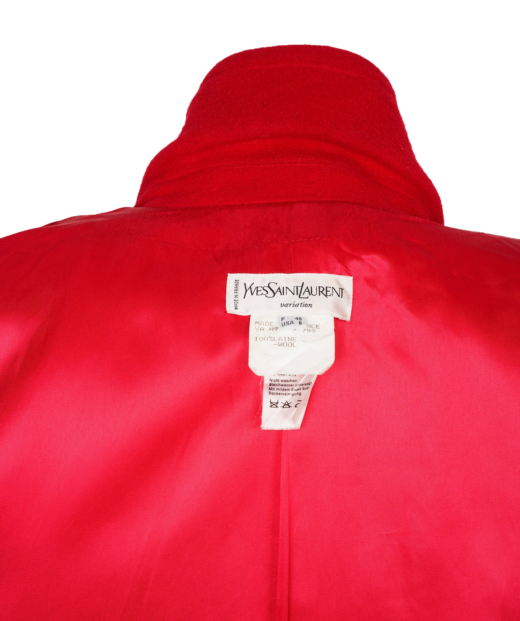 Yves Saint Laurent YSL Red Wool Long Coat  ALC3139