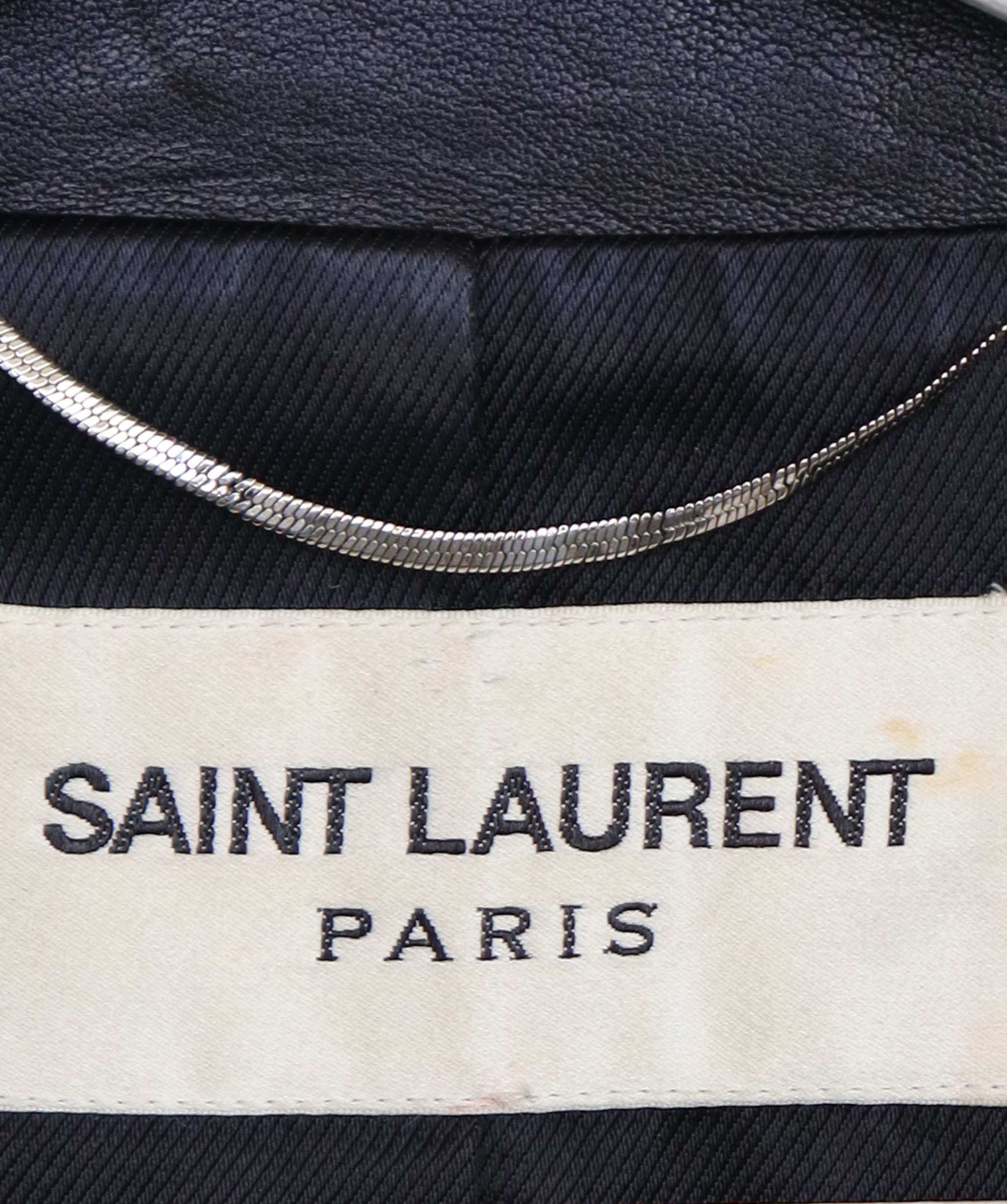 Yves Saint Laurent Yves Saint Laurent black leather trench coat AGC2525