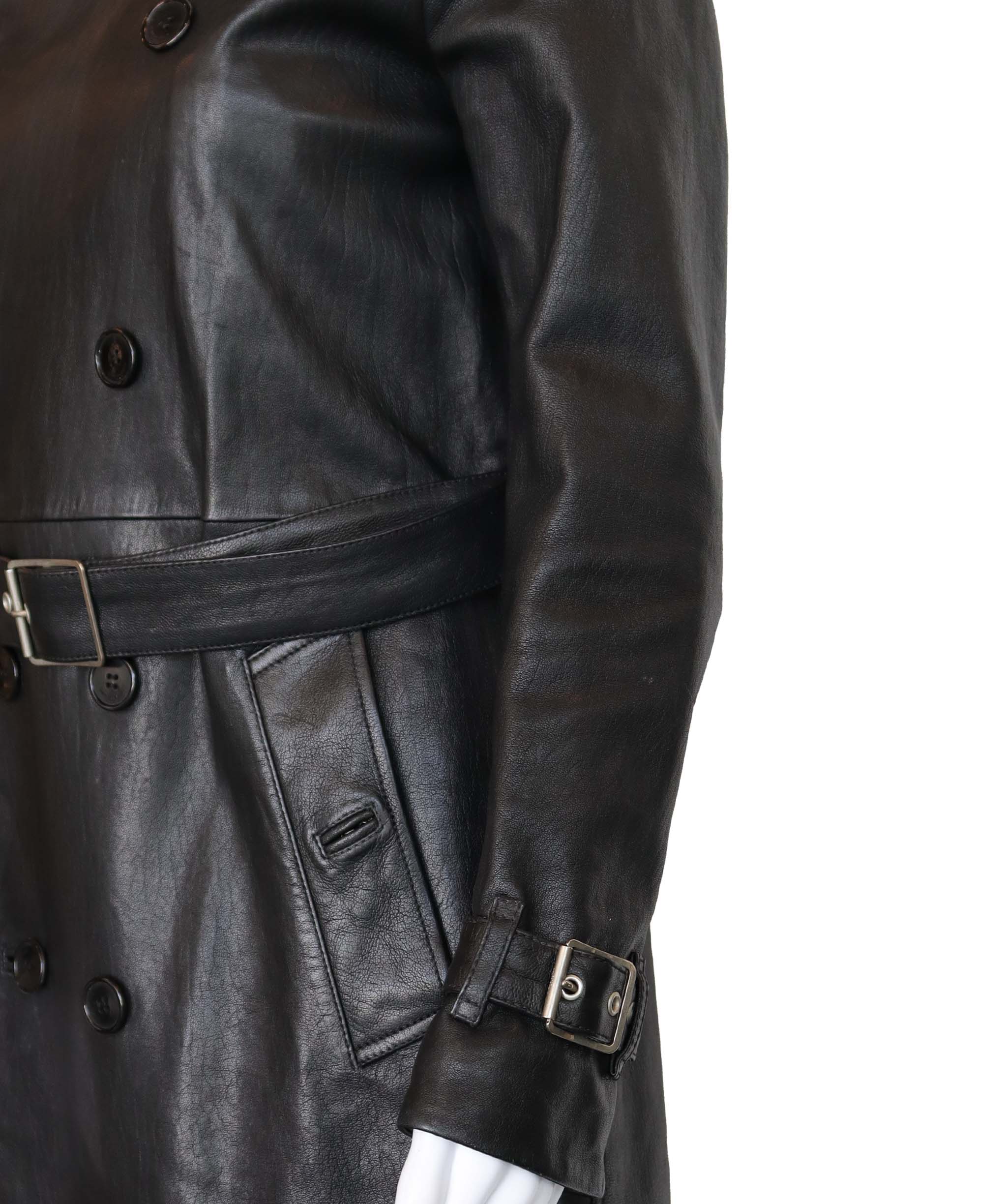 Yves Saint Laurent Yves Saint Laurent black leather trench coat AGC2525