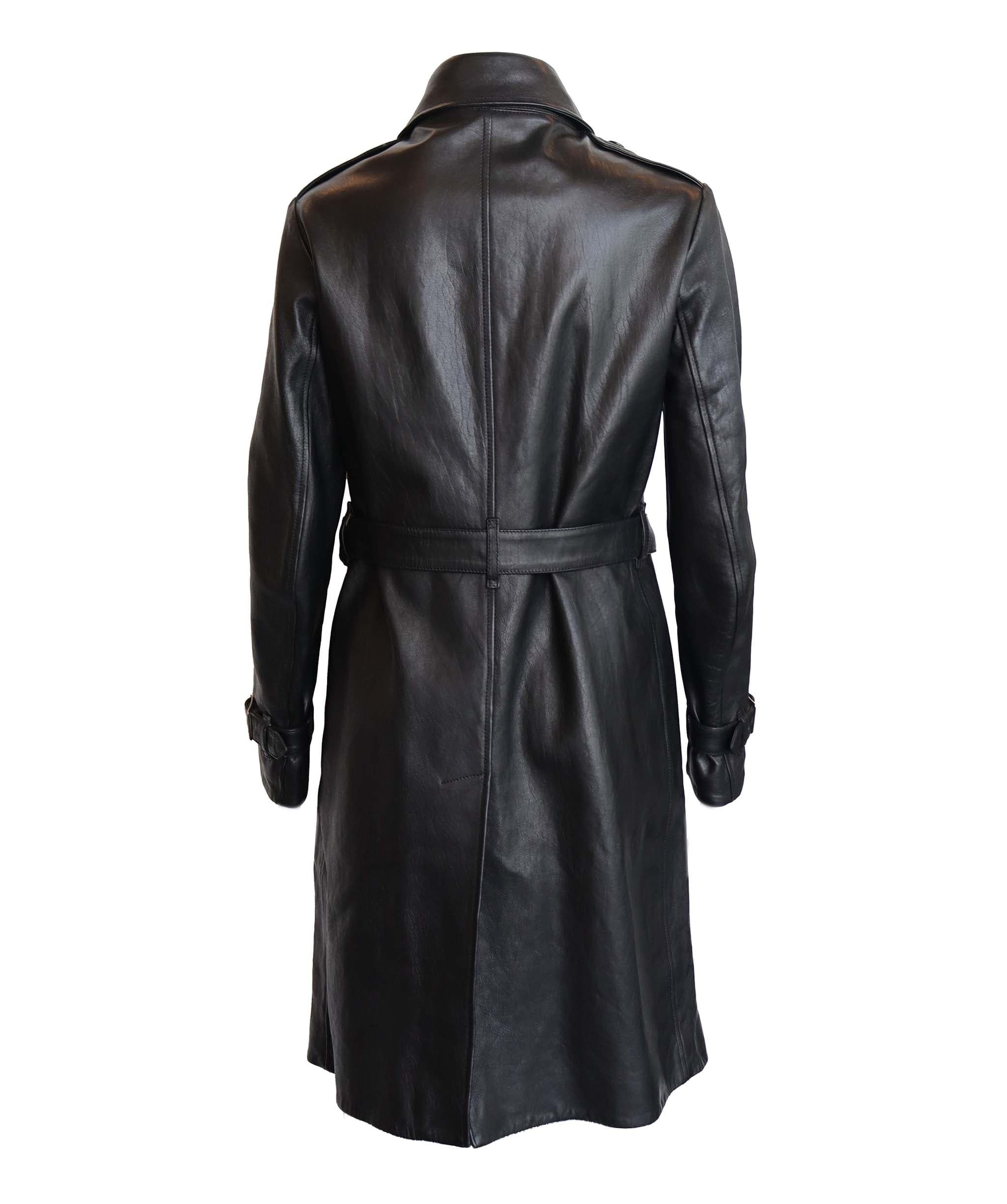 Yves Saint Laurent Yves Saint Laurent black leather trench coat AGC2525