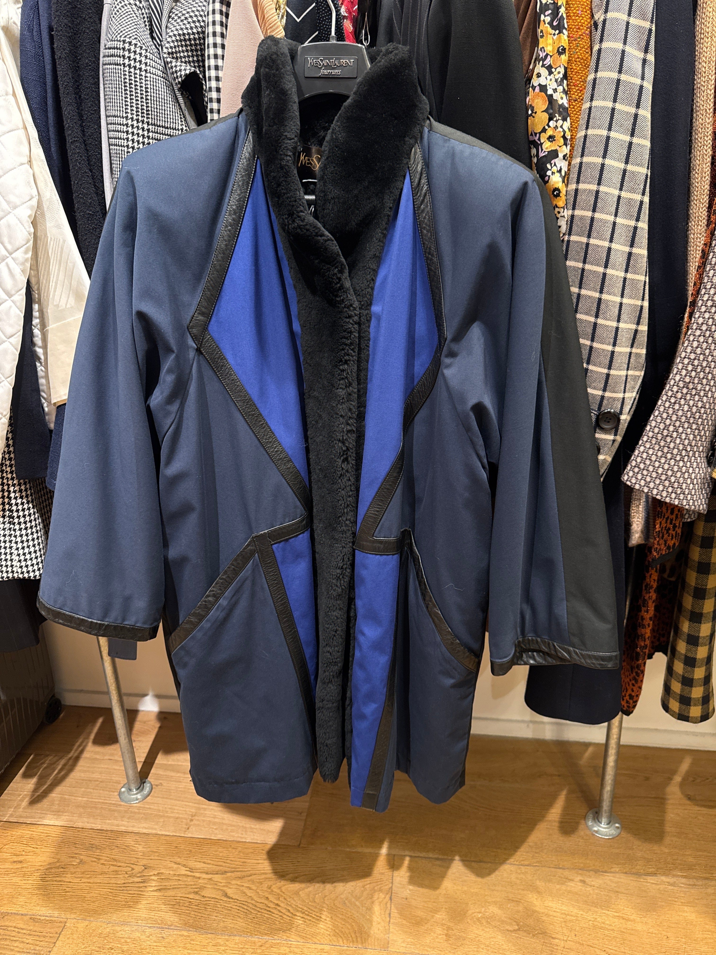 Yves Saint Laurent YVES SAINT LAURENT Blue patchwork coat AGC2334