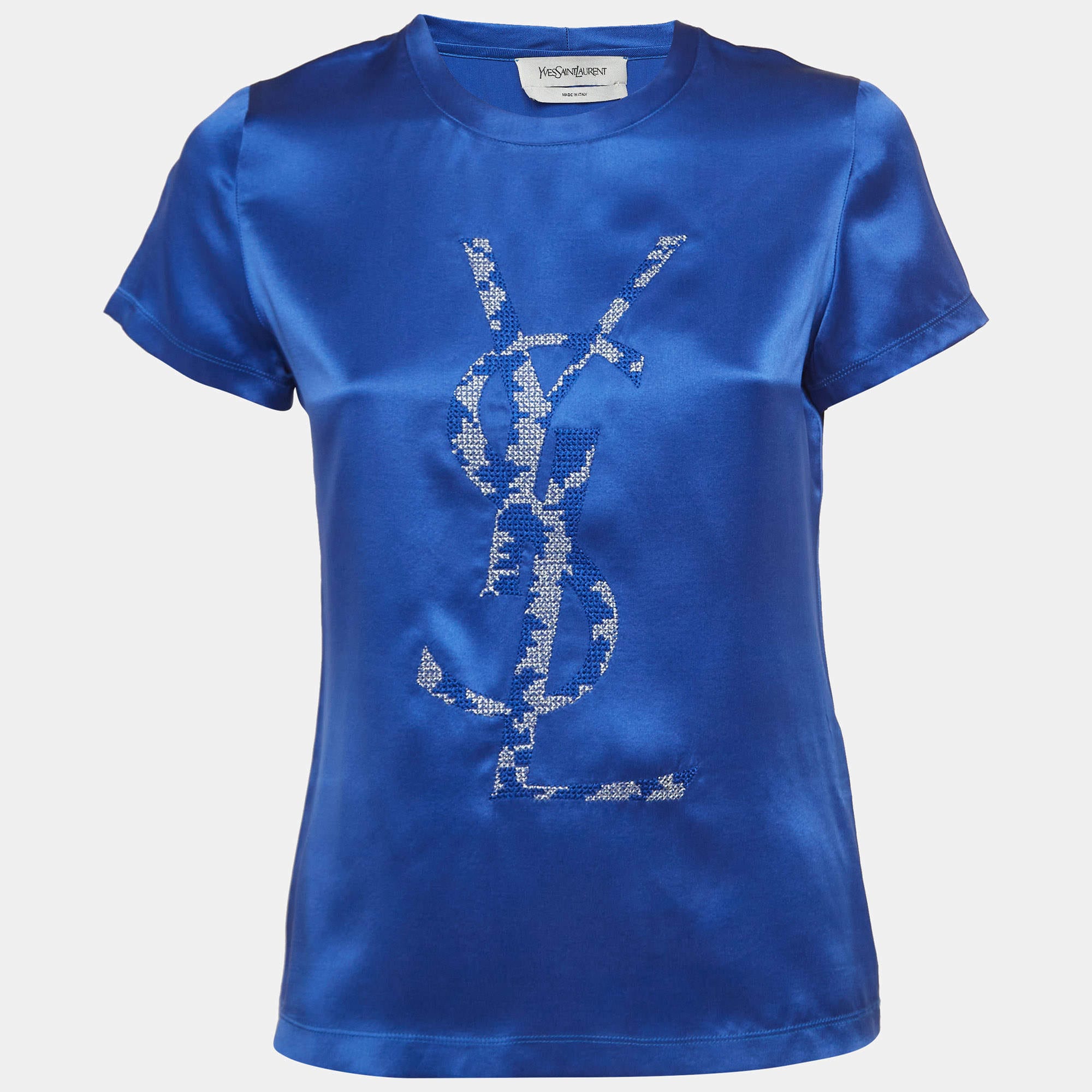 Yves Saint Laurent Yves Saint Laurent Embroidered 100% Silk T-Shirt S ASCLC2442