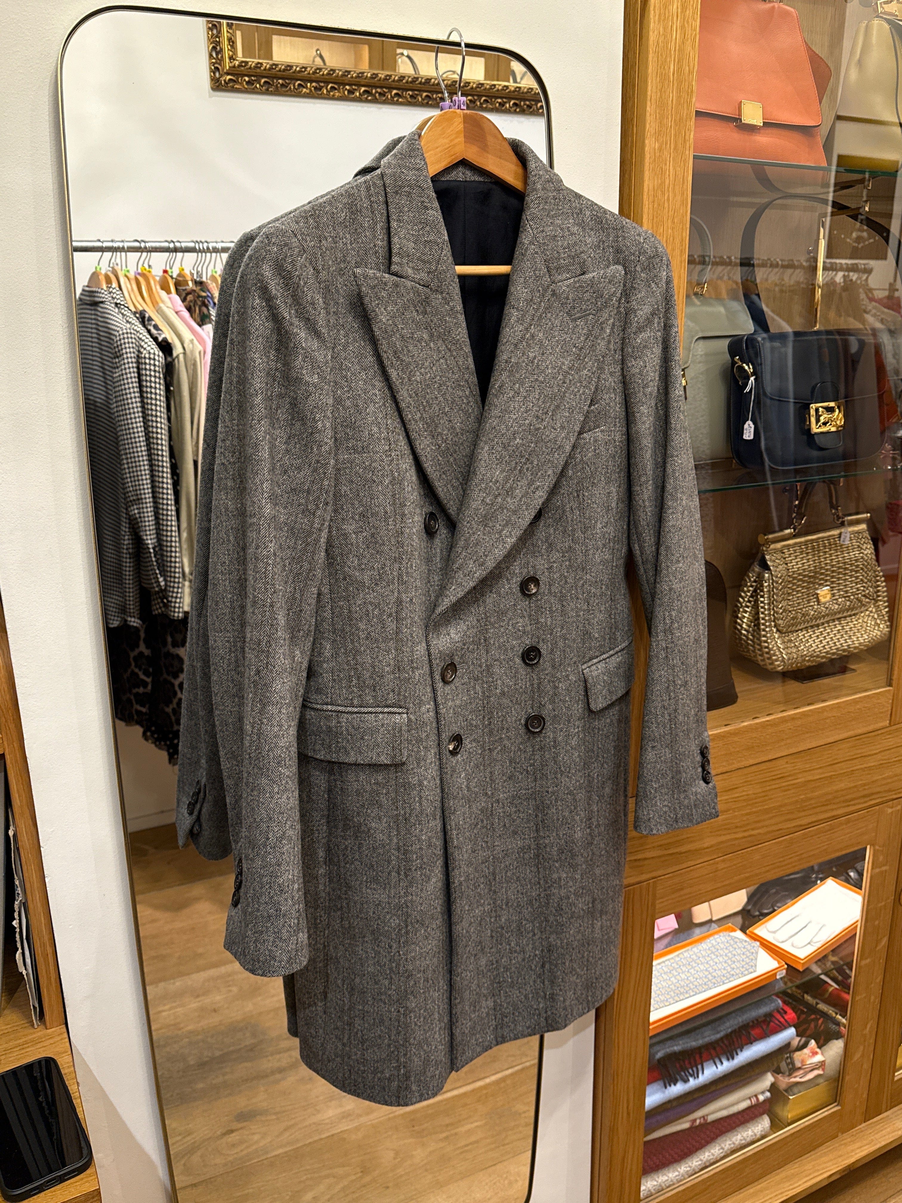 Yves Saint Laurent Yves Saint Laurent Hairing bown grey coat AGC3075