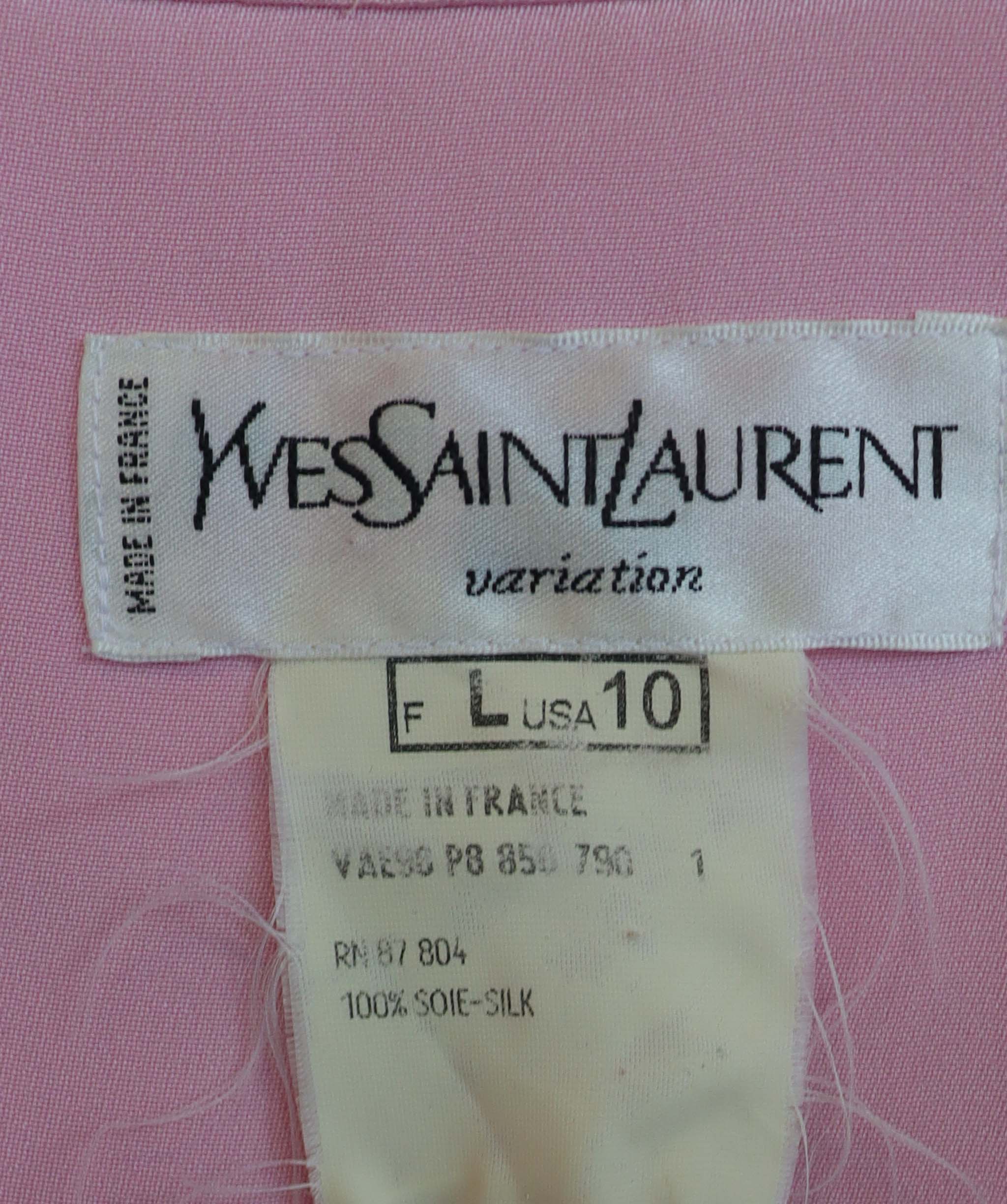 Yves Saint Laurent Yves Saint Laurent safari Style pink silk shirt AGC2507