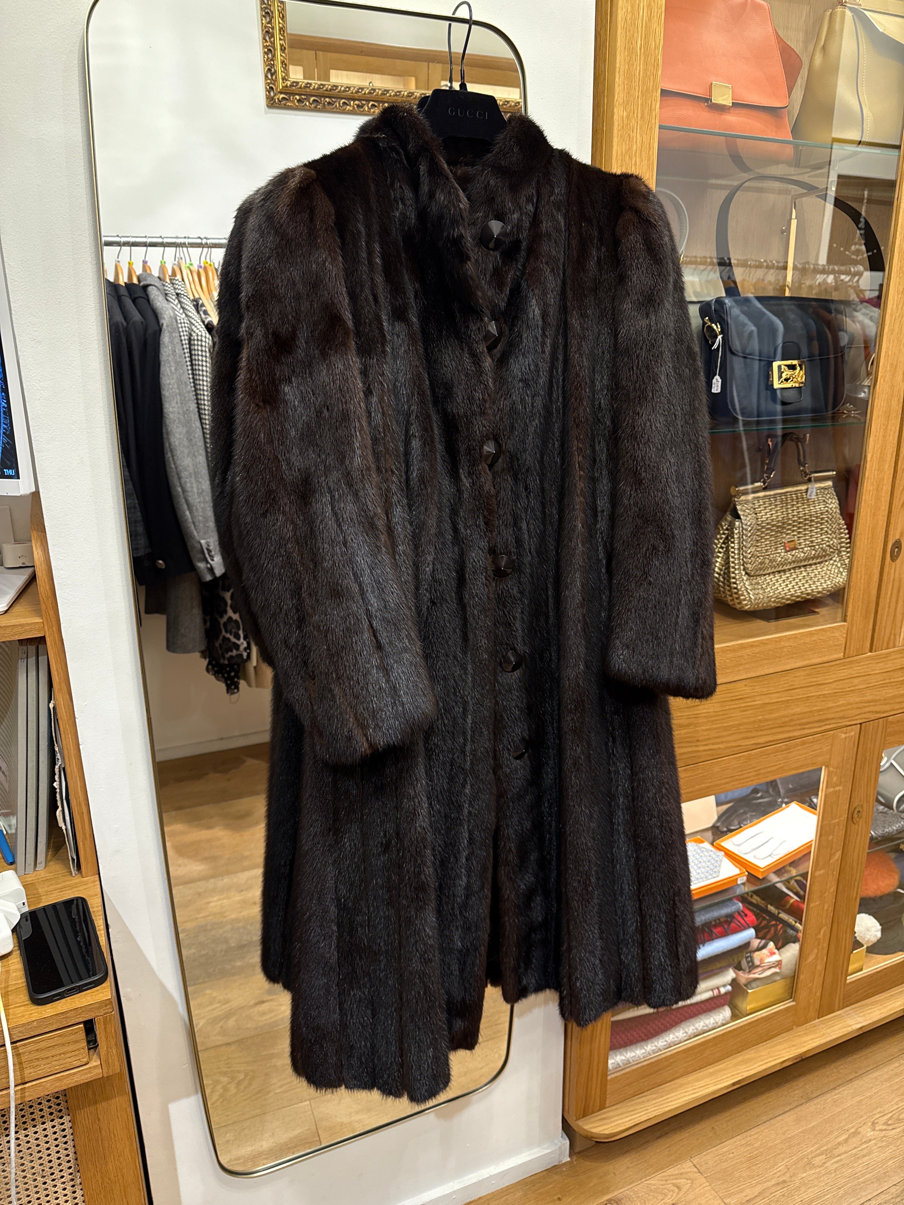 Yves Saint Laurent YVES SAINT LAURENT stripe cut mink fur coat AGC2333