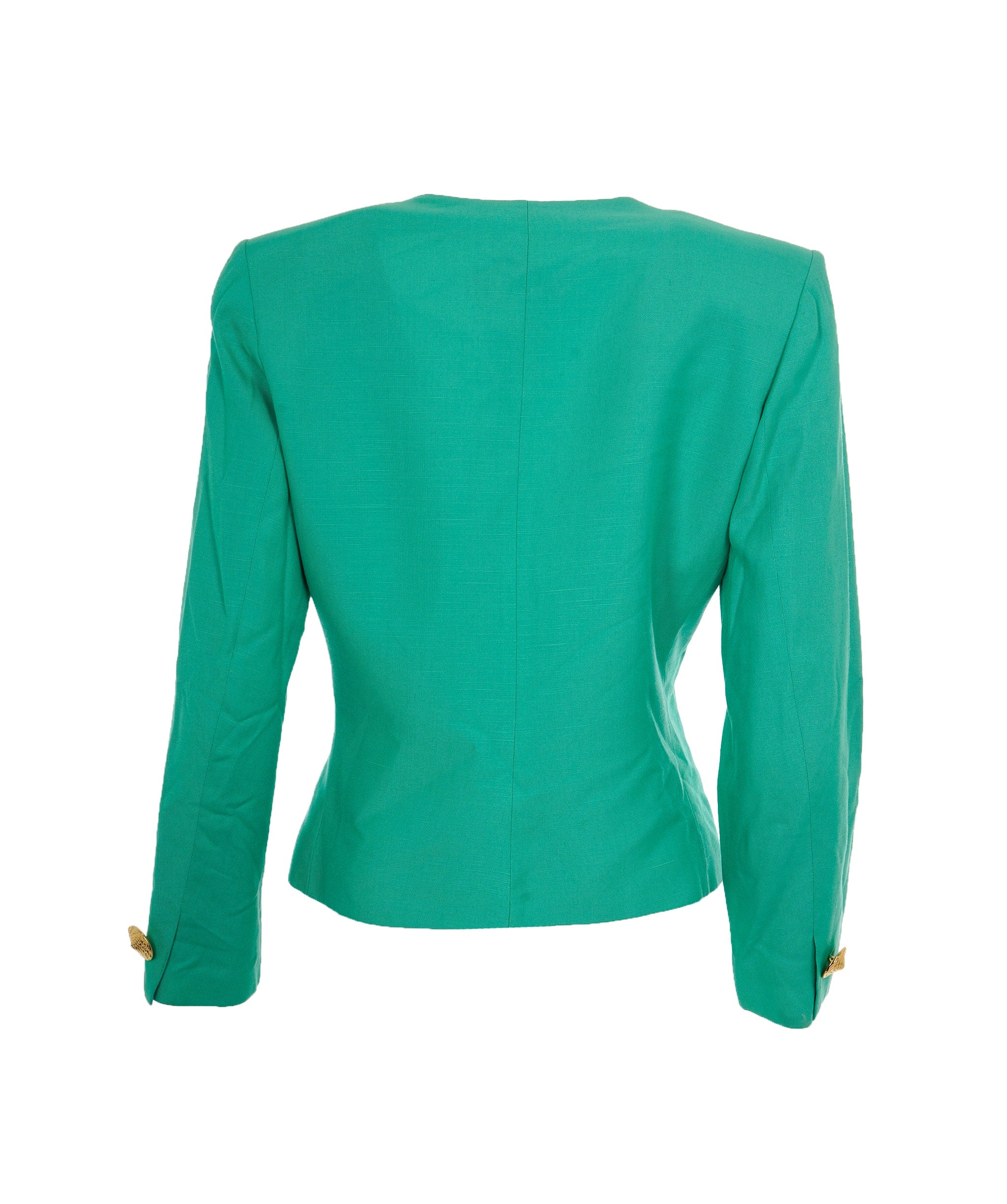 Yves Saint Laurent Yves Saint Laurent Vintage Green V-Neck Fitted Blazer AKL0058