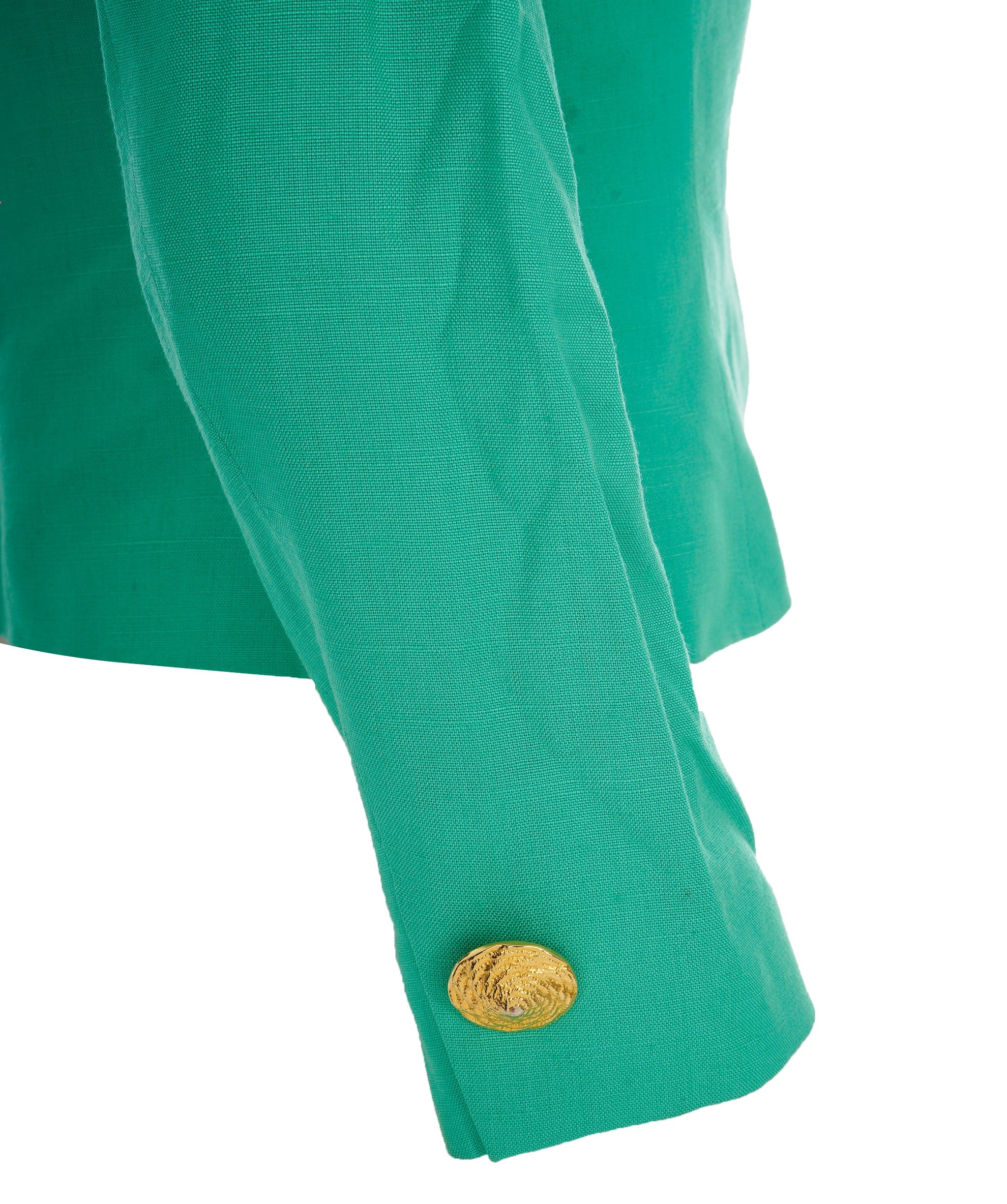 Yves Saint Laurent Yves Saint Laurent Vintage Green V-Neck Fitted Blazer AKL0058