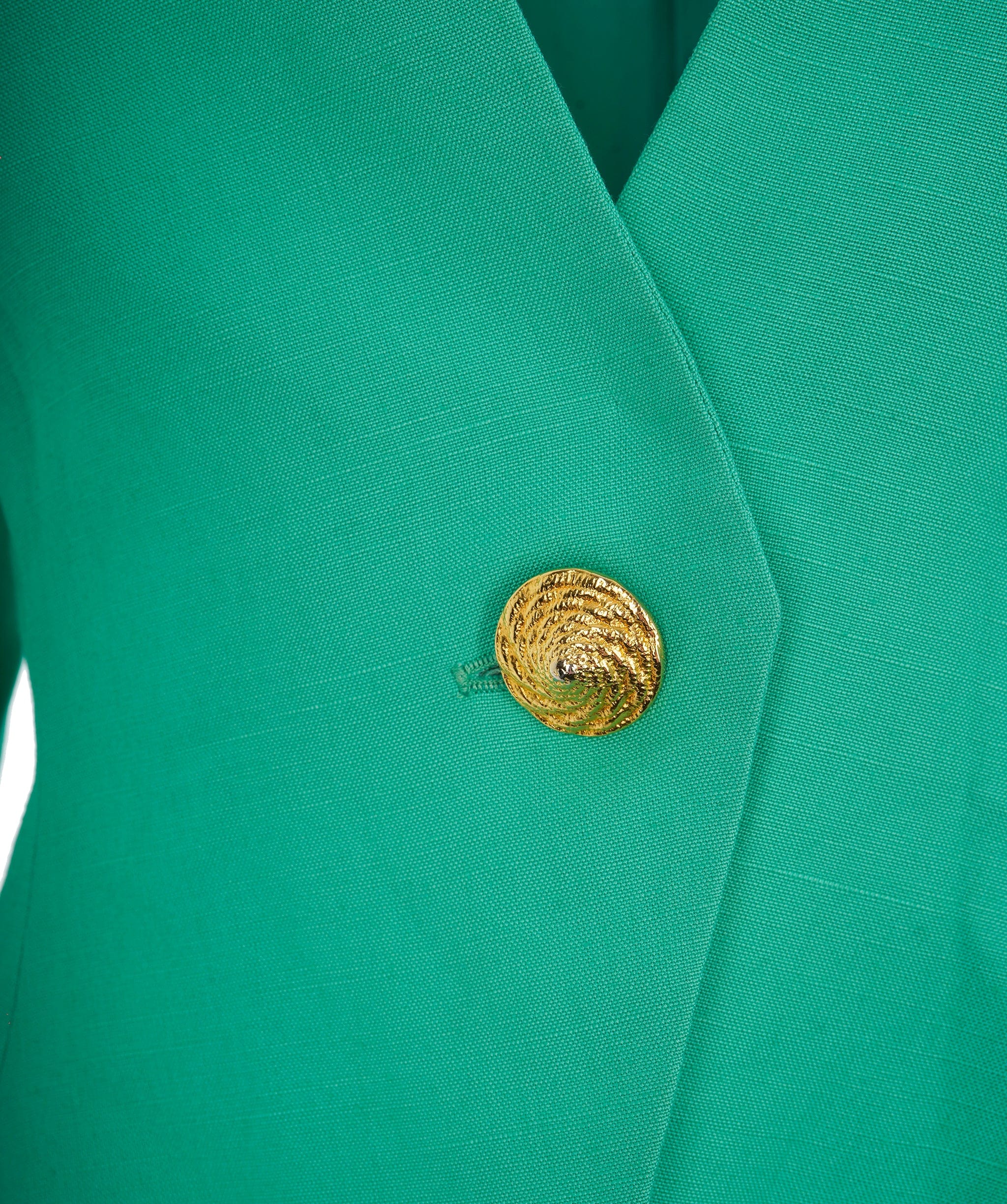Yves Saint Laurent Yves Saint Laurent Vintage Green V-Neck Fitted Blazer AKL0058