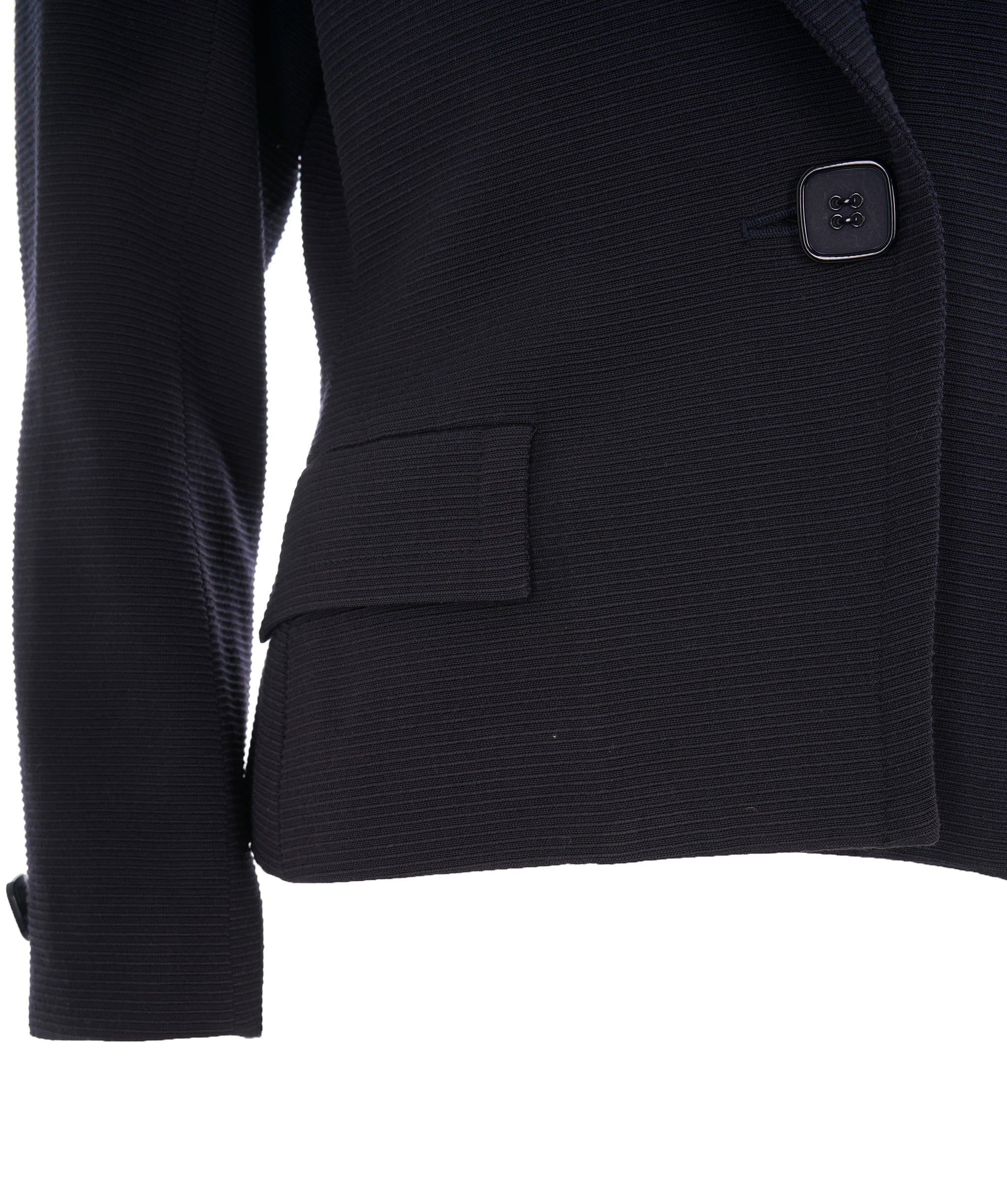 Yves Saint Laurent Yves Saint Laurent Vintage Navy Textured Fitted Blazer AKL0057