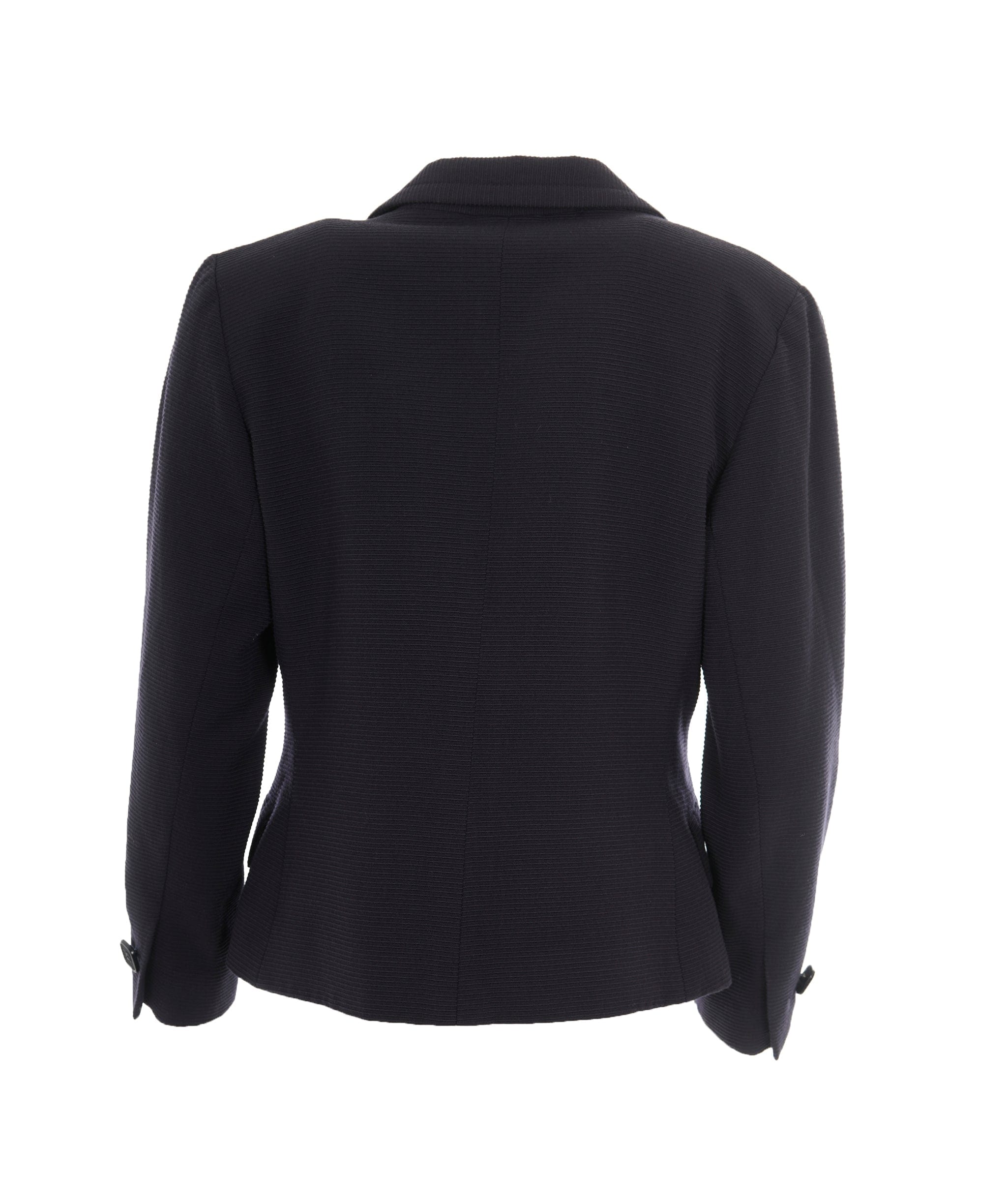 Yves Saint Laurent Yves Saint Laurent Vintage Navy Textured Fitted Blazer AKL0057