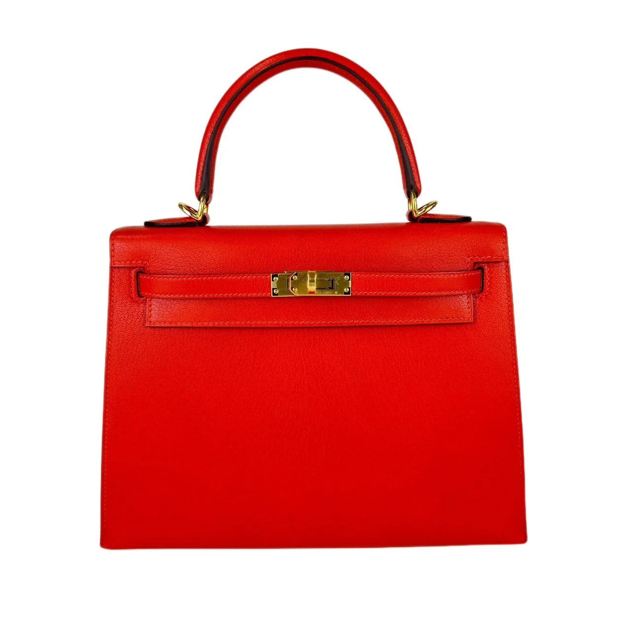 **Hermes Kelly 25 Sellier Capucine Chevre GHW #B SKCB-107867