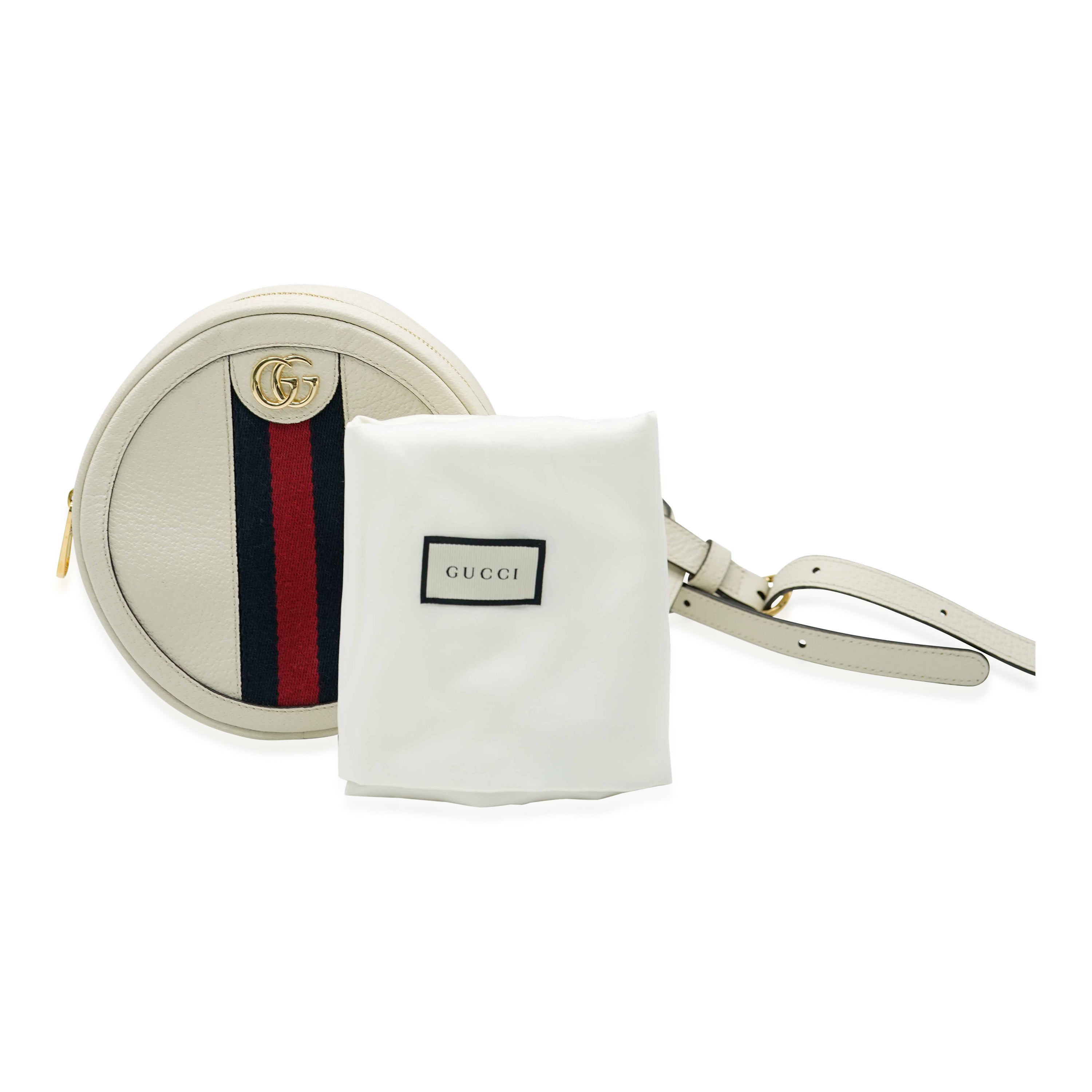 Gucci White Calfskin Ophidia Mini Round Backpack