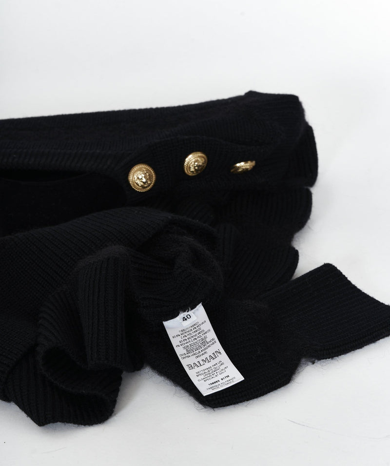 Balmain Balmain Paris Black Knit Jumper Button Detail Size 40