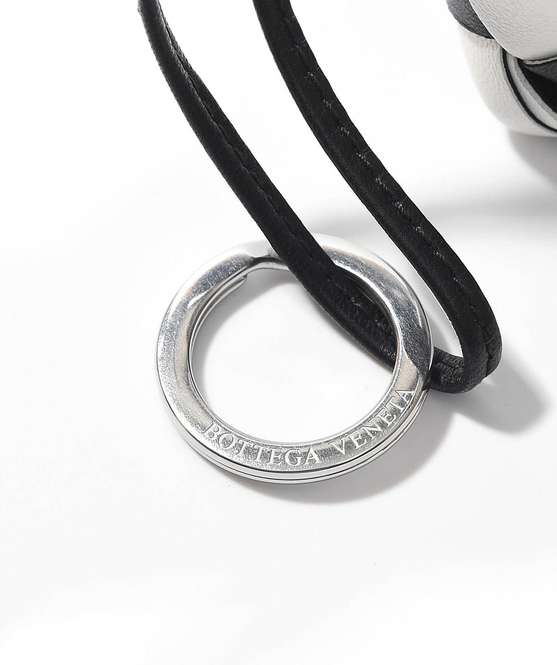 Bottega Unworn Bottega Veneta Black White Maxi Pouch Key Ring / Bag Charm SKL1100