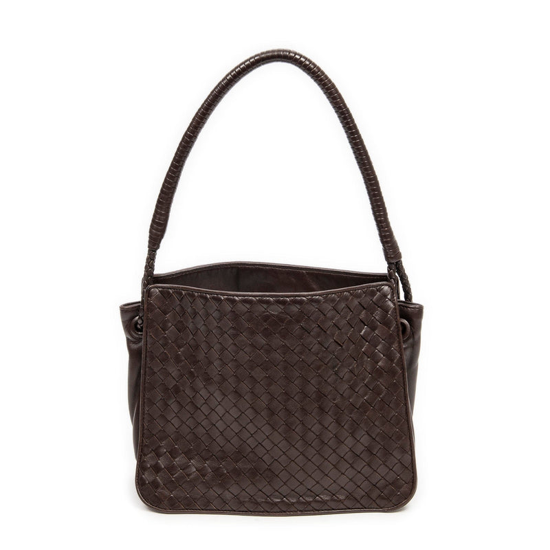 Bottega Veneta Small Square Tote Dark Brown Intrecciato