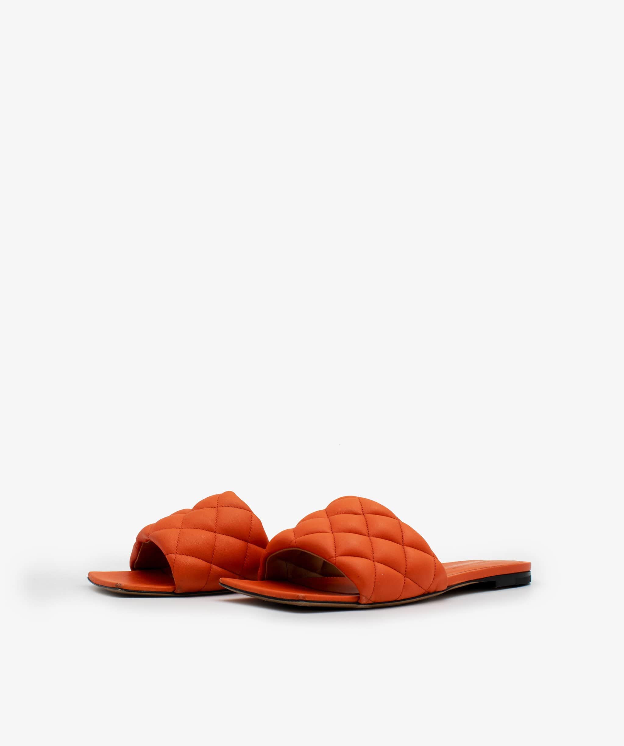 Bottega Bottega Veneta Orange Lido Leather Slides - RJC1037