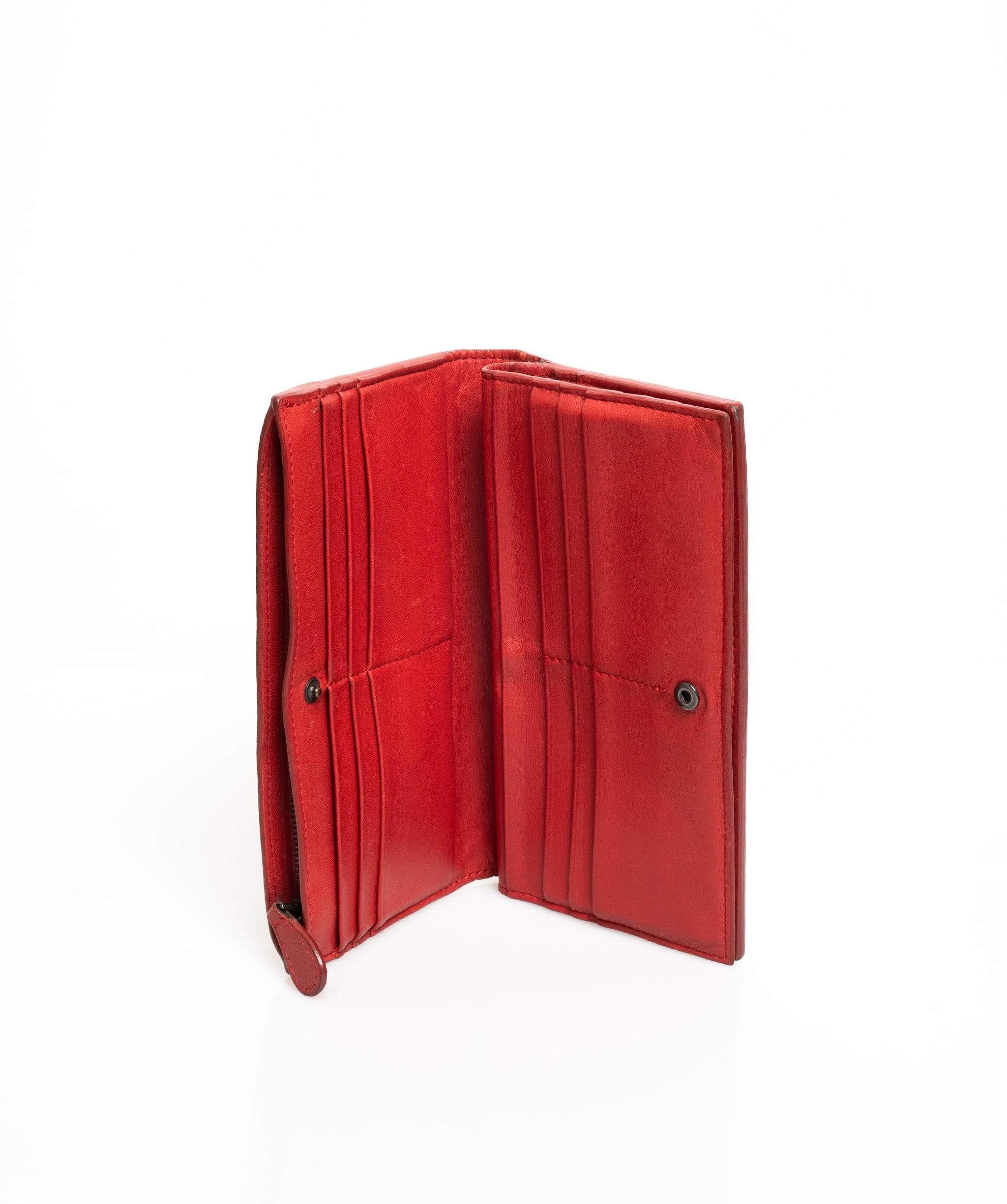 Bottega Veneta Bottega Veneta Intrecciato Red Leather Wallet AGL1004
