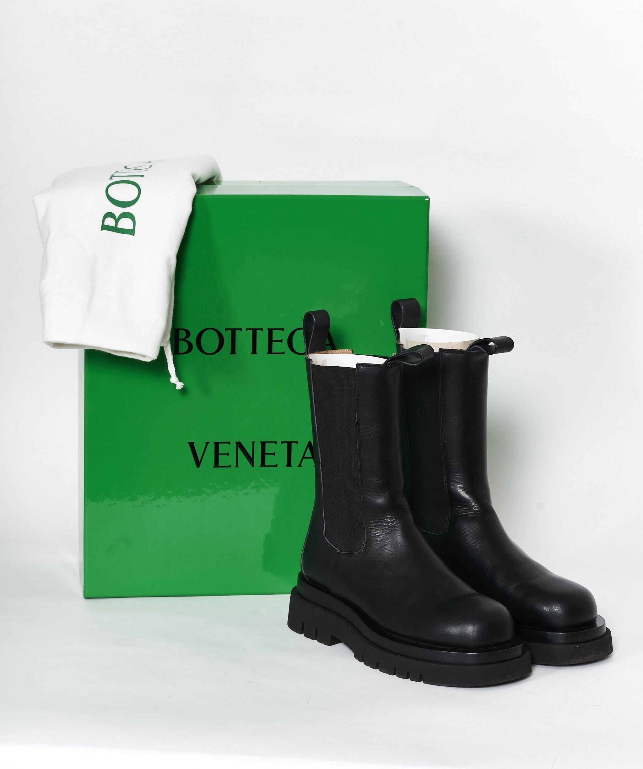 Bottega Veneta Bottega Veneta Black Tire Leather Boots Size 38