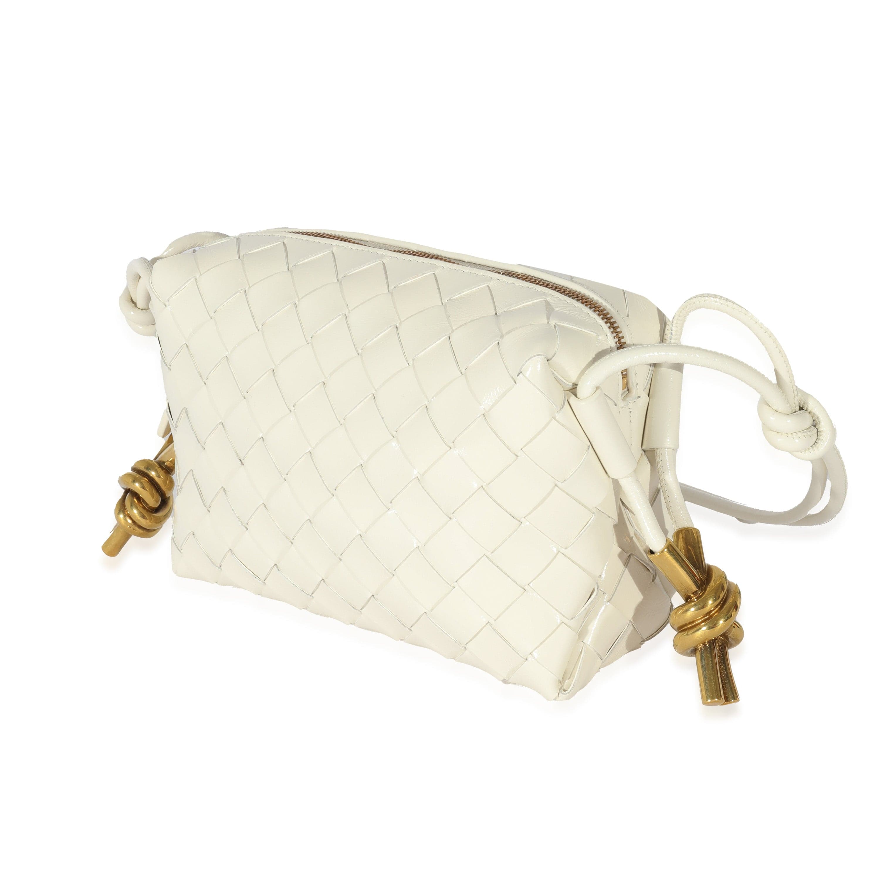 Bottega Veneta Bottega Veneta Calfskin White Intrecciato Mini Loop Bag