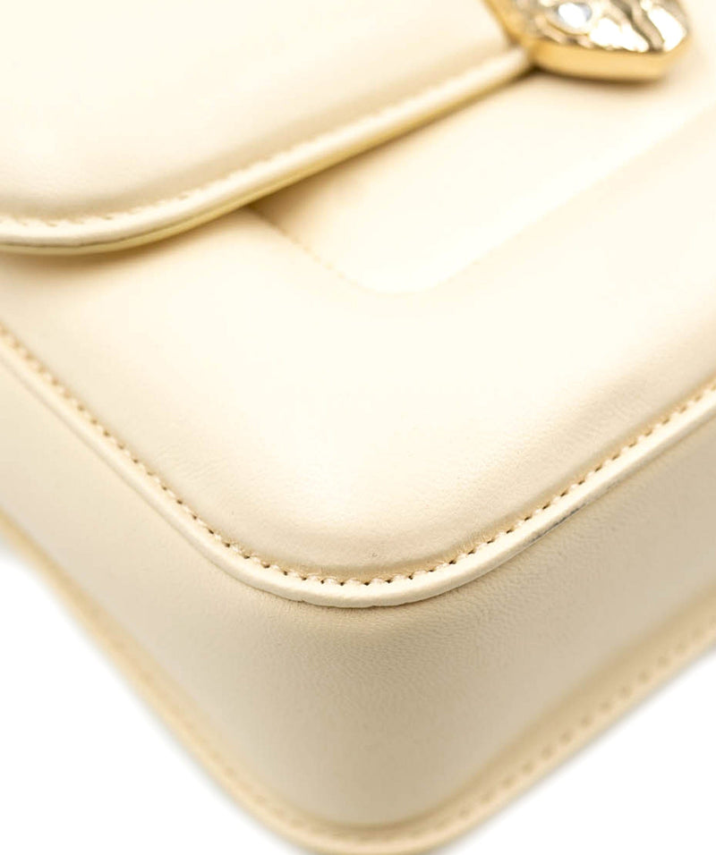 Bulgari serepenti cream and gold top handle bag ALC0103