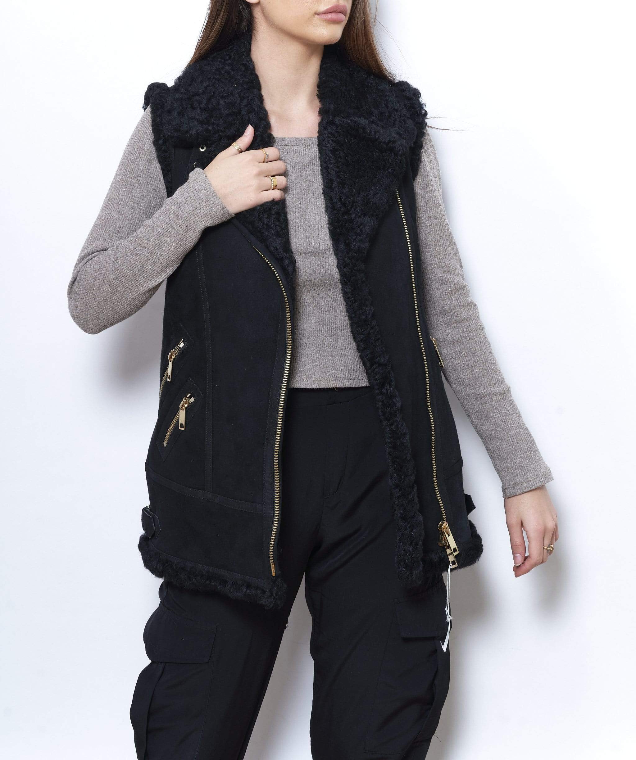 Burberry Burberry Black Gilet with Shearling Lining