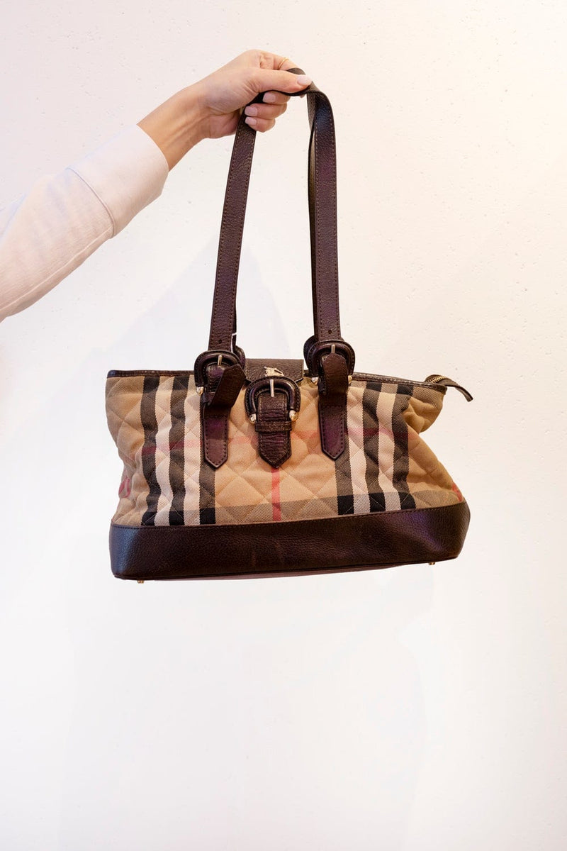 Burberry vintage check canvas and leather bag Clearance