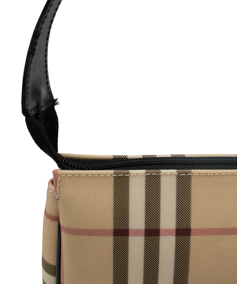 Burberry Leather Nova Check Pochette Shoulder Bag Pouch