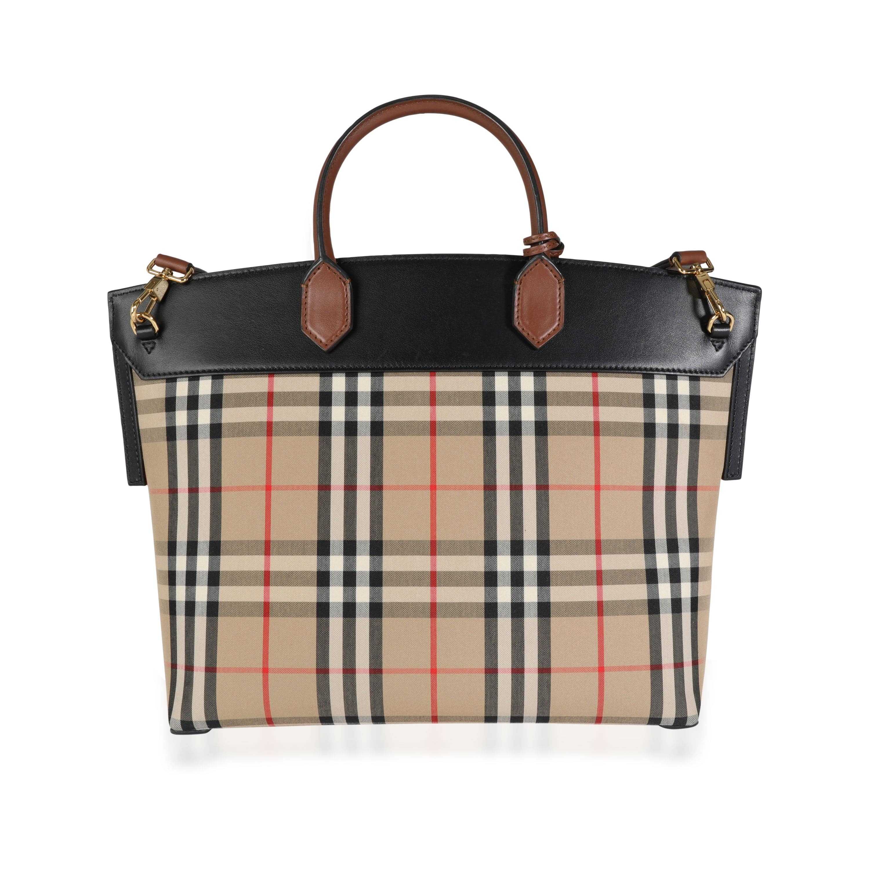 Burberry Burberry Vintage Check Canvas & Leather Small Society Top Handle Bag