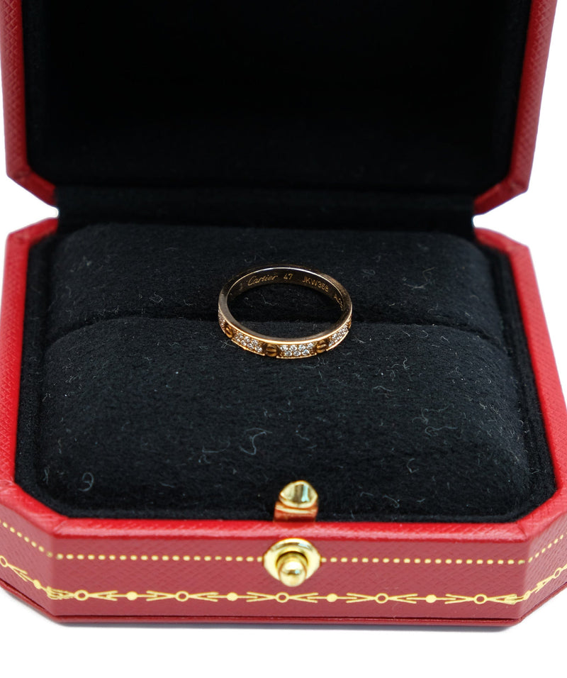 Cartier Mini Rose Gold Love Ring with Diamonds ASL5213