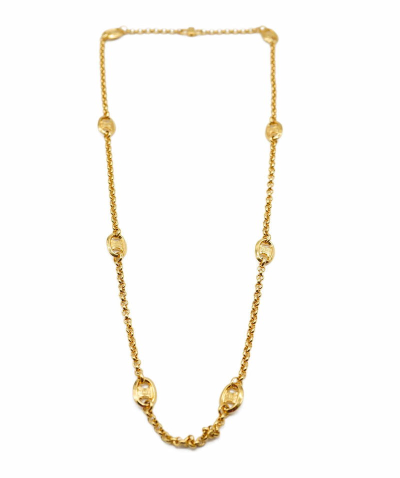 TRIOMPHE PEARL SAUTOIR IN BRASS WITH GOLD FINISH AND RESIN PEARLS - GOLD /  IVORY | CELINE