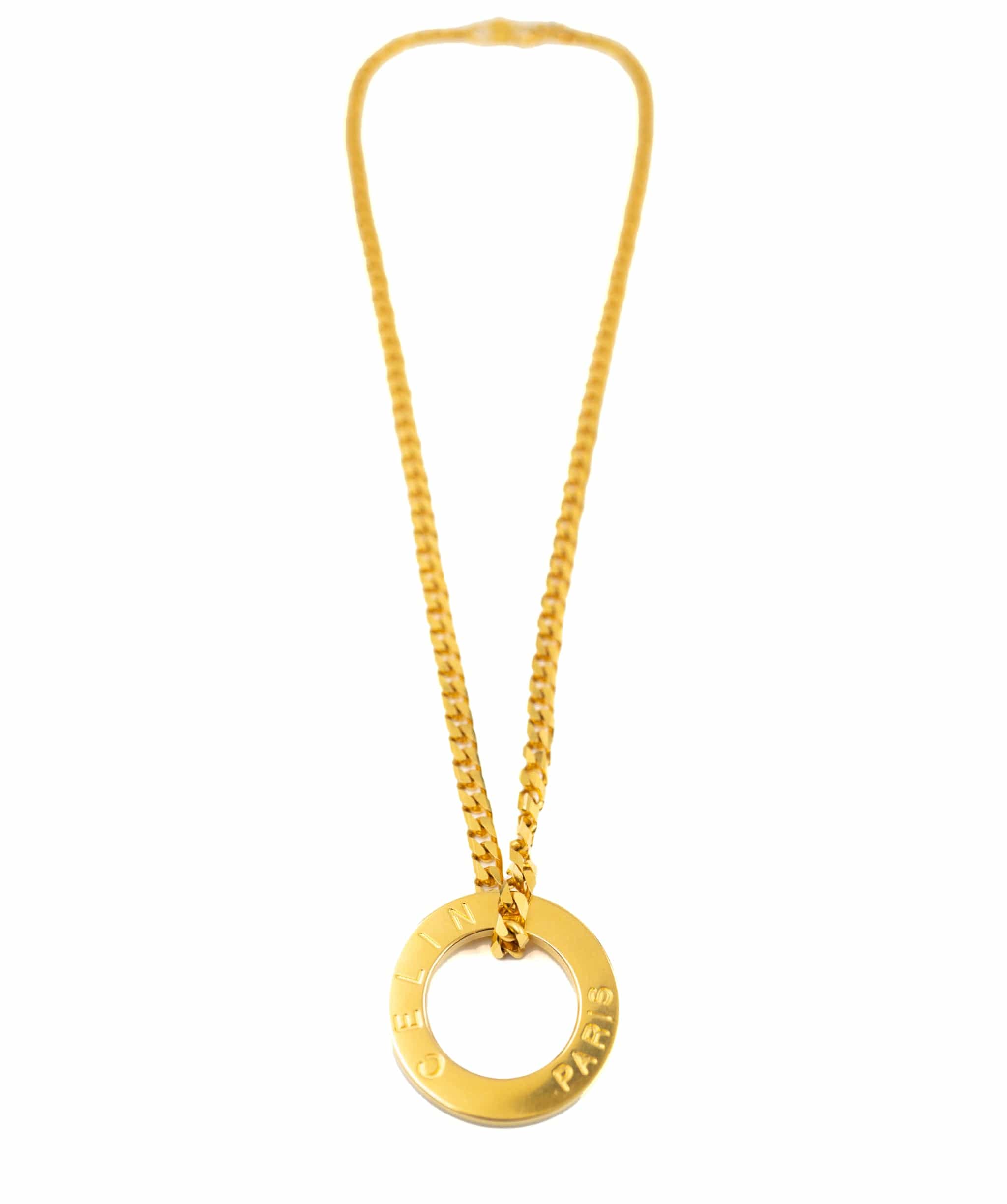 Celine Celine Vintage Round Pendant Necklace Gold - AWL3668