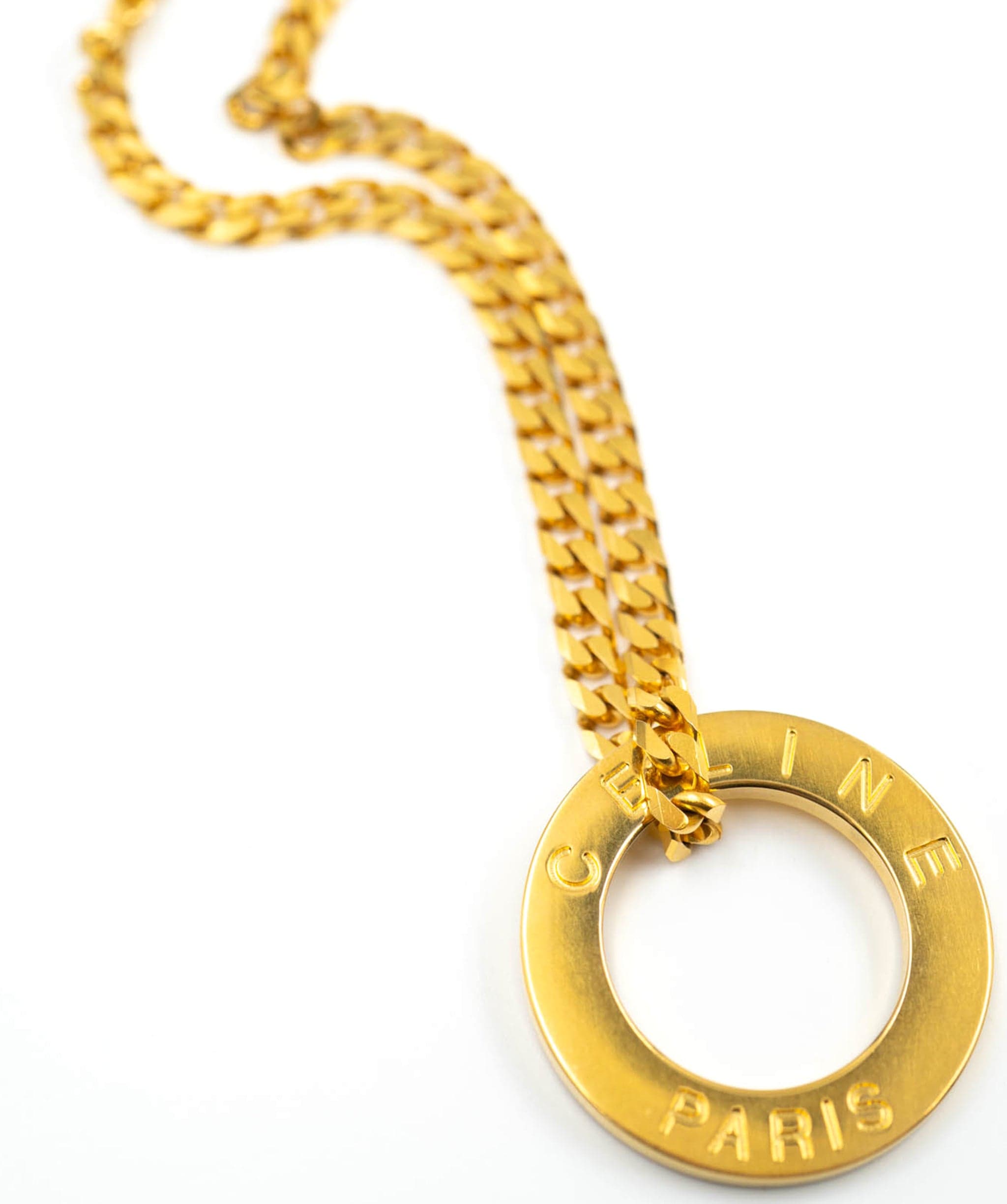 Celine Celine Vintage Round Pendant Necklace Gold - AWL3668