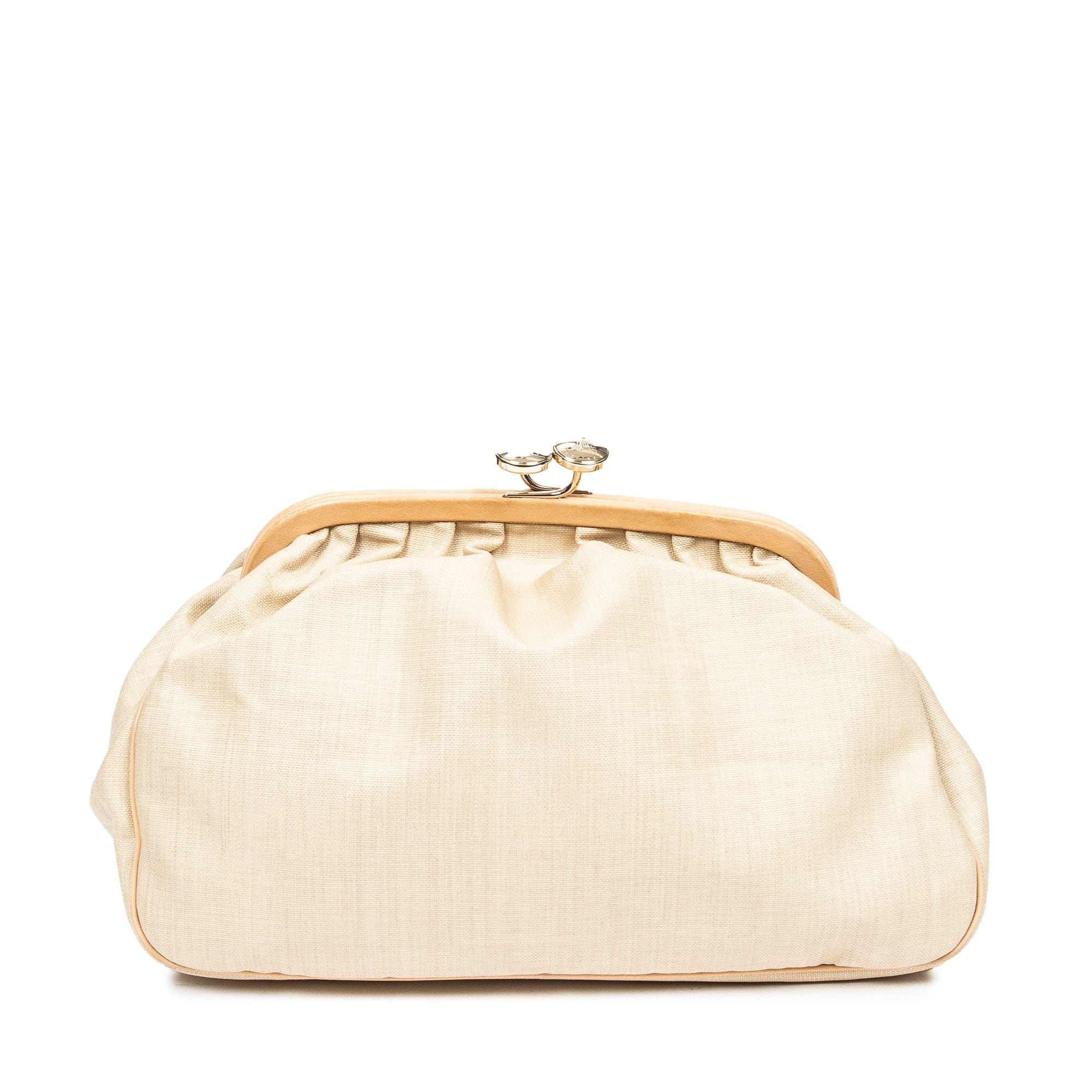 Celine Celine Clasp Clutch Bag Beige Canvas XL size AWL4582