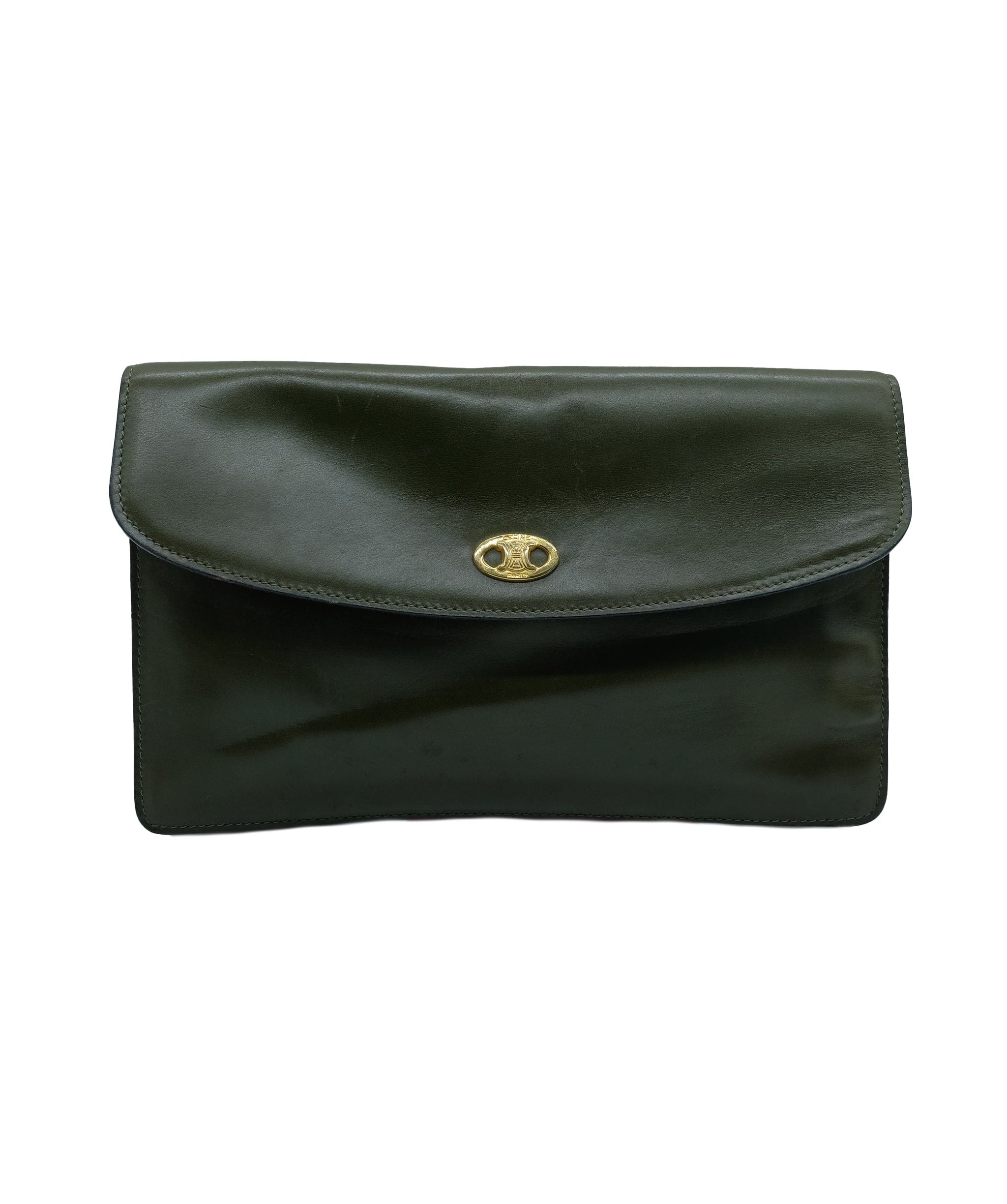 Celine Celine Clutch Bag Leather Green Auth fm1928 AWL4565