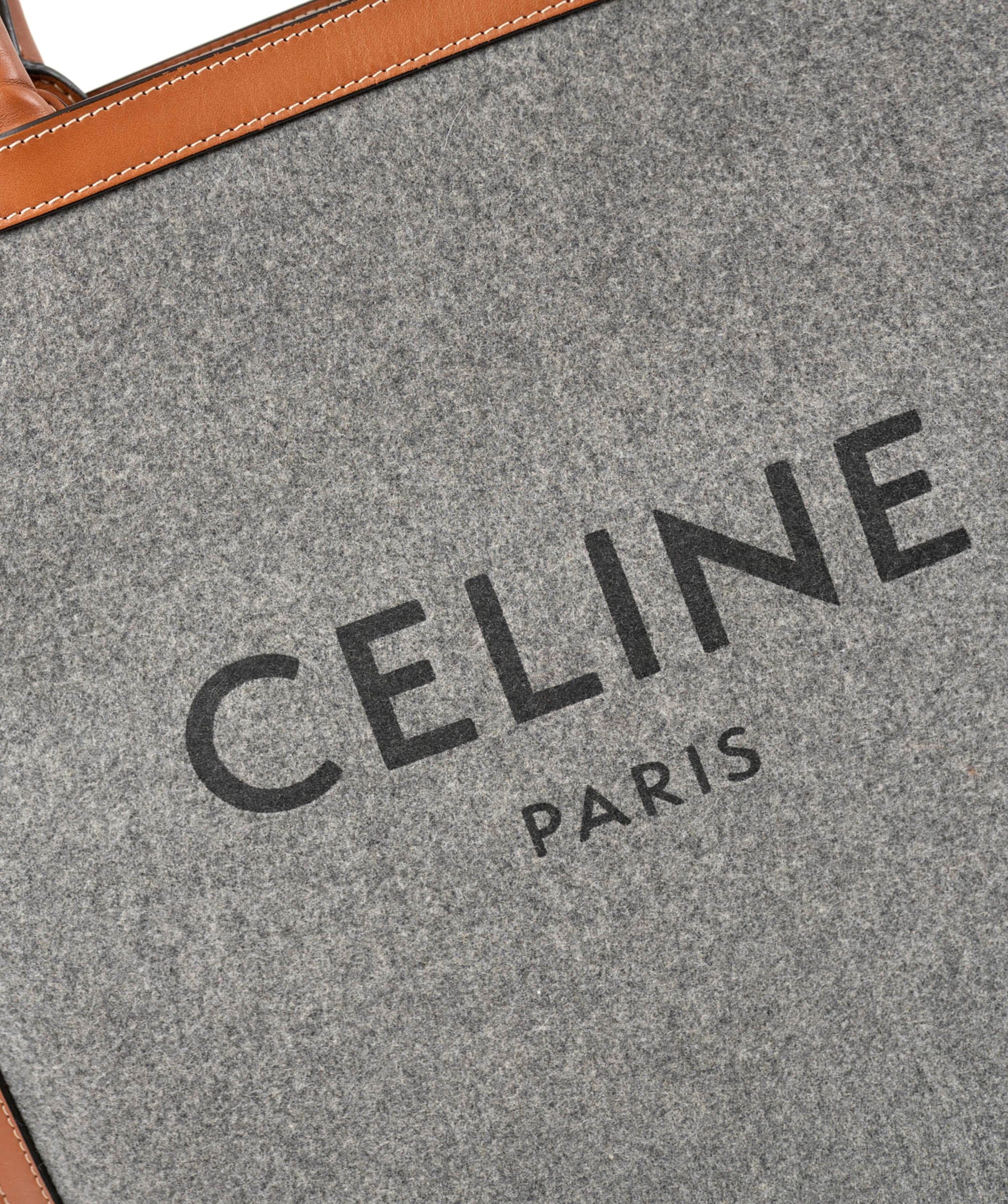 Celine Celine Large Vertical Grey Flannel and Leather Tote Bag - AWL3958