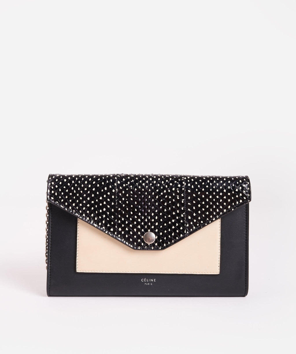 Celine Leather and Python Pocket Envelope Shoulder Bag LuxuryPromise