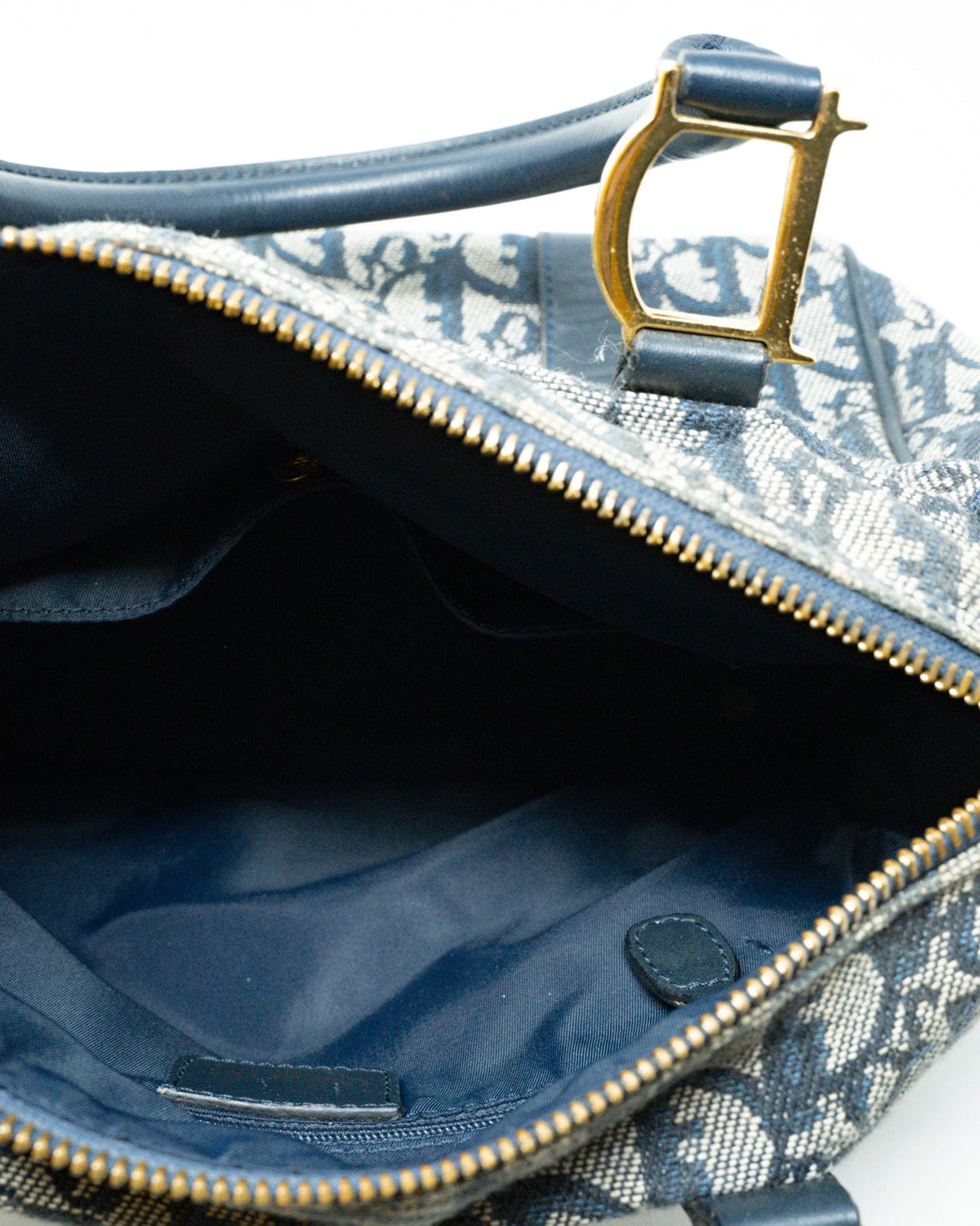 Celine Christian Dior Oblique Canvas Mini Hand Bag Navy Blue - AWL3188