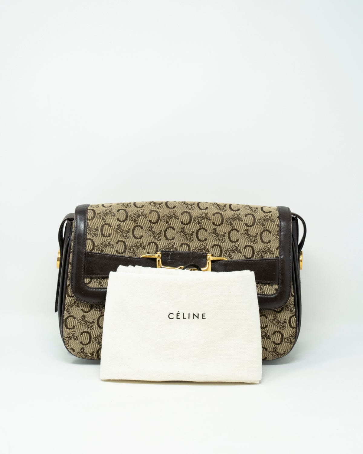 Celine Vintage Celine Horsebit Monogram Canvas Shoulder Bag - AWL2167