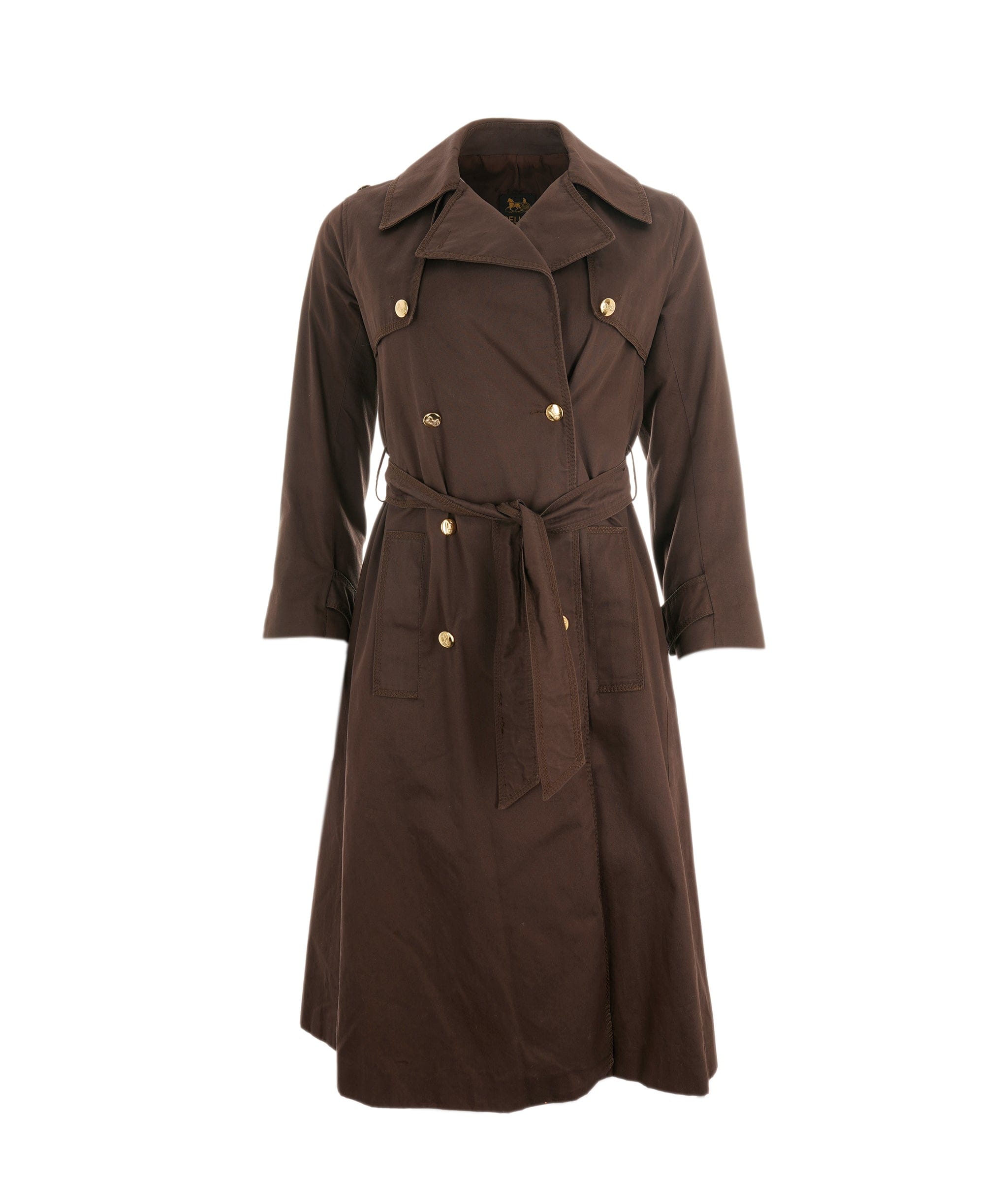 Celine Celine Gold Button Trench Coat Brown ASL6550