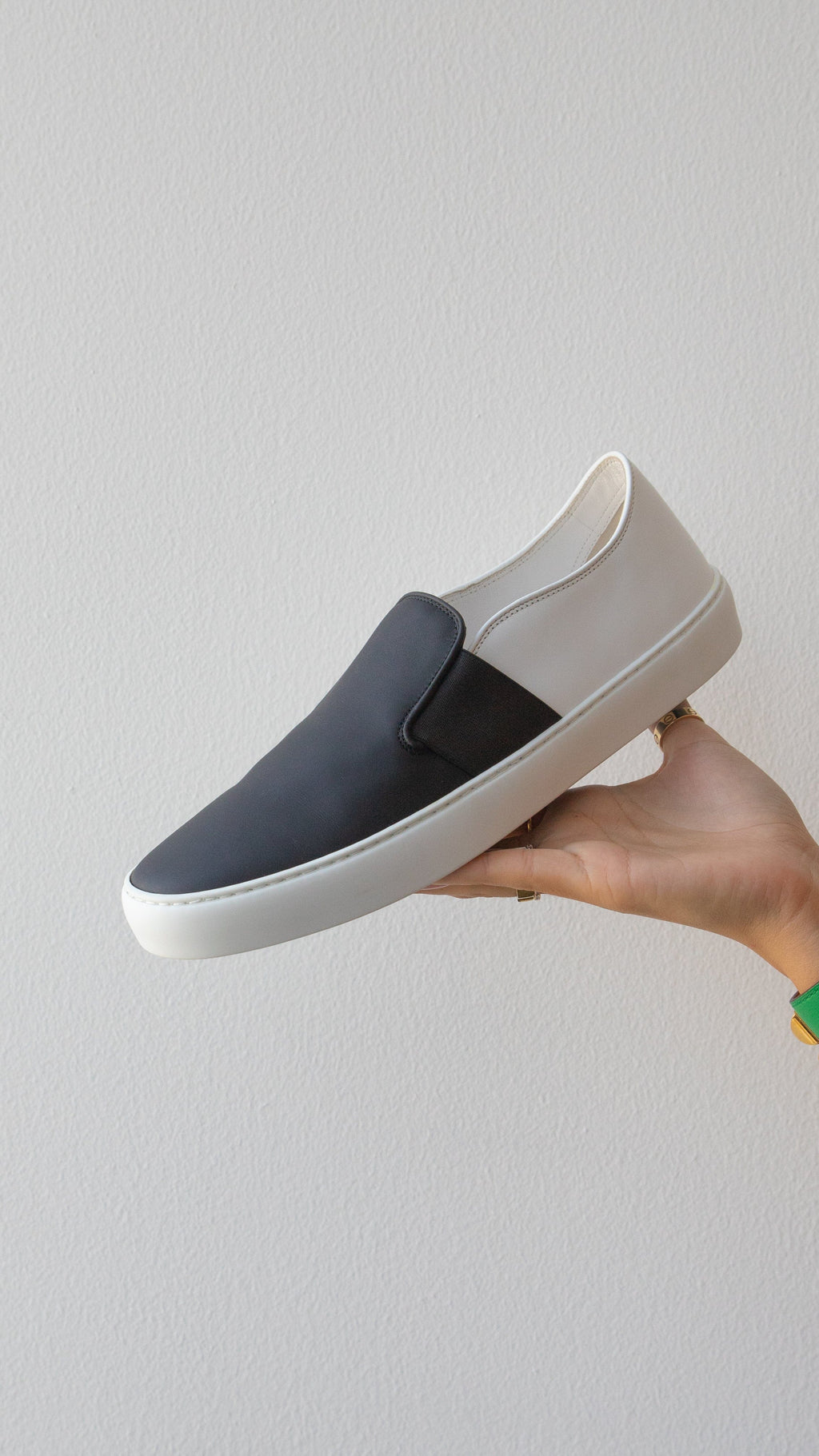 Chanel black and white slip on shoes Clearance