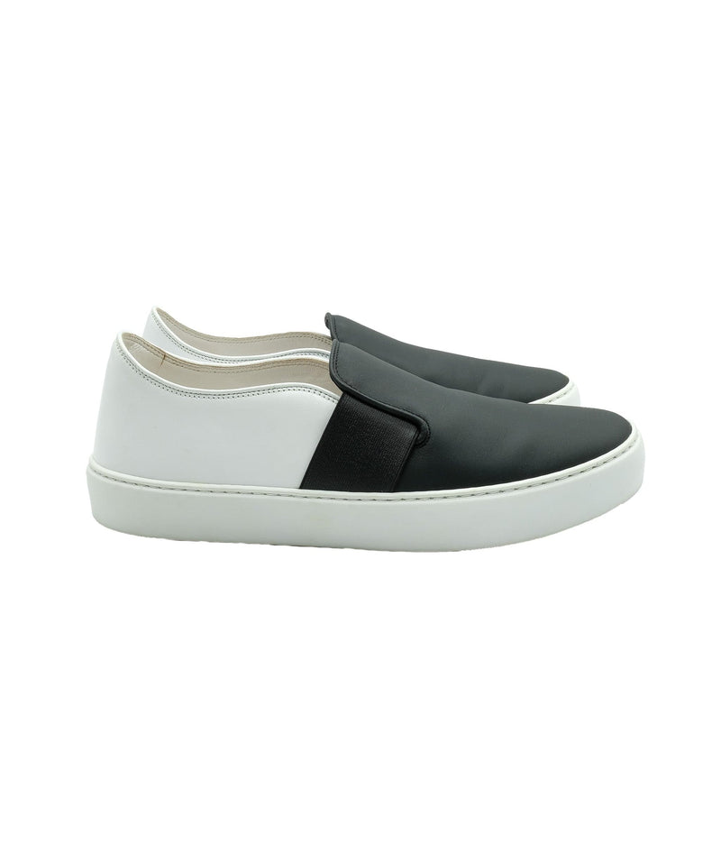 Chanel black and white slip on shoes Clearance