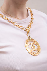 Chanel CC 1988 Runway Cutout Medallion Necklace - ASL3014