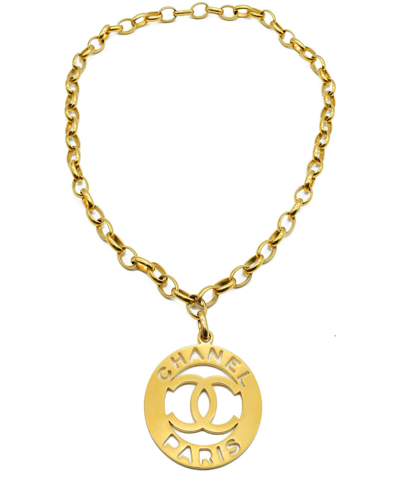 Chanel CC 1988 Runway Cutout Medallion Necklace - ASL3014