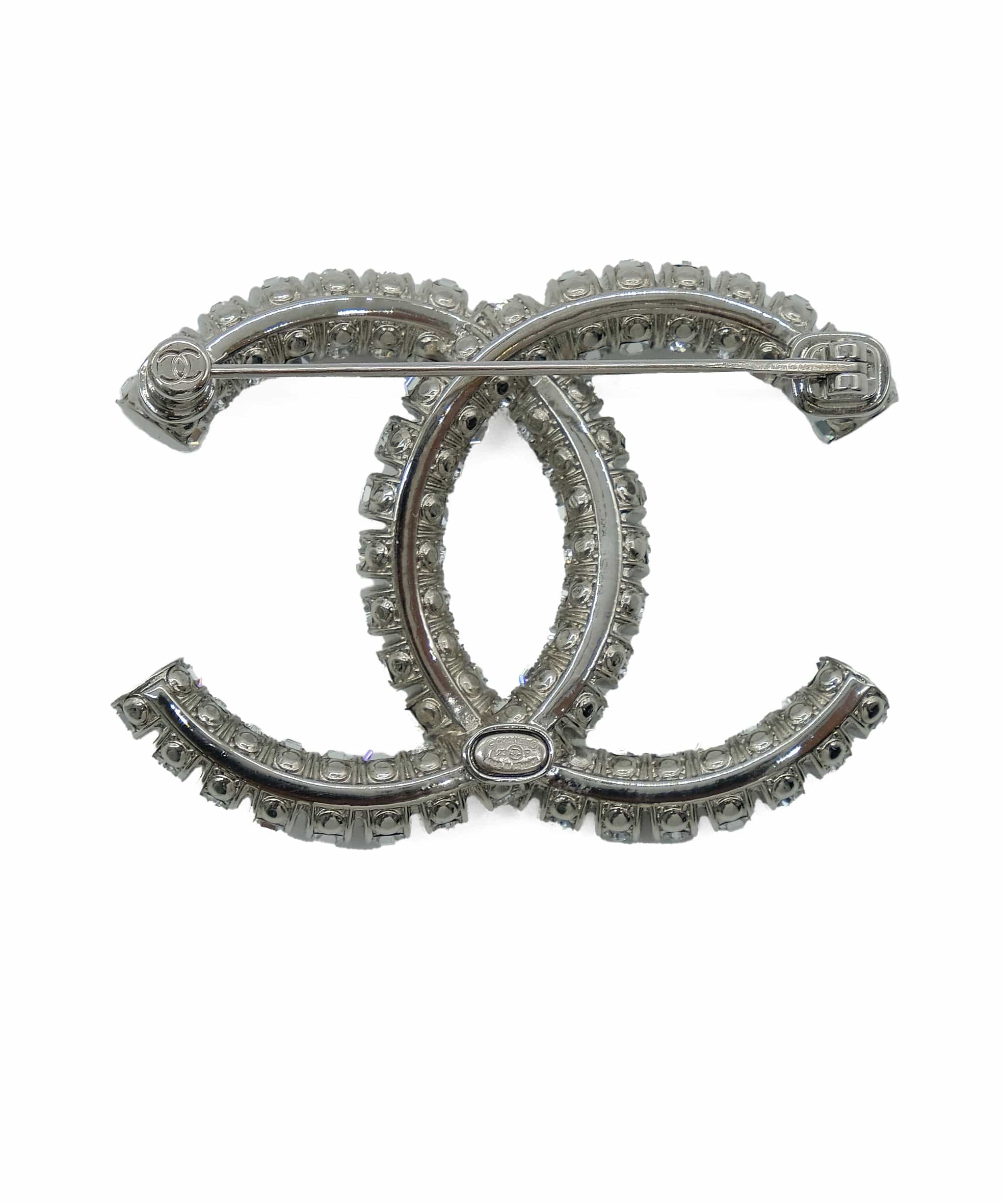 Chanel CC Silver Brooch REC1263