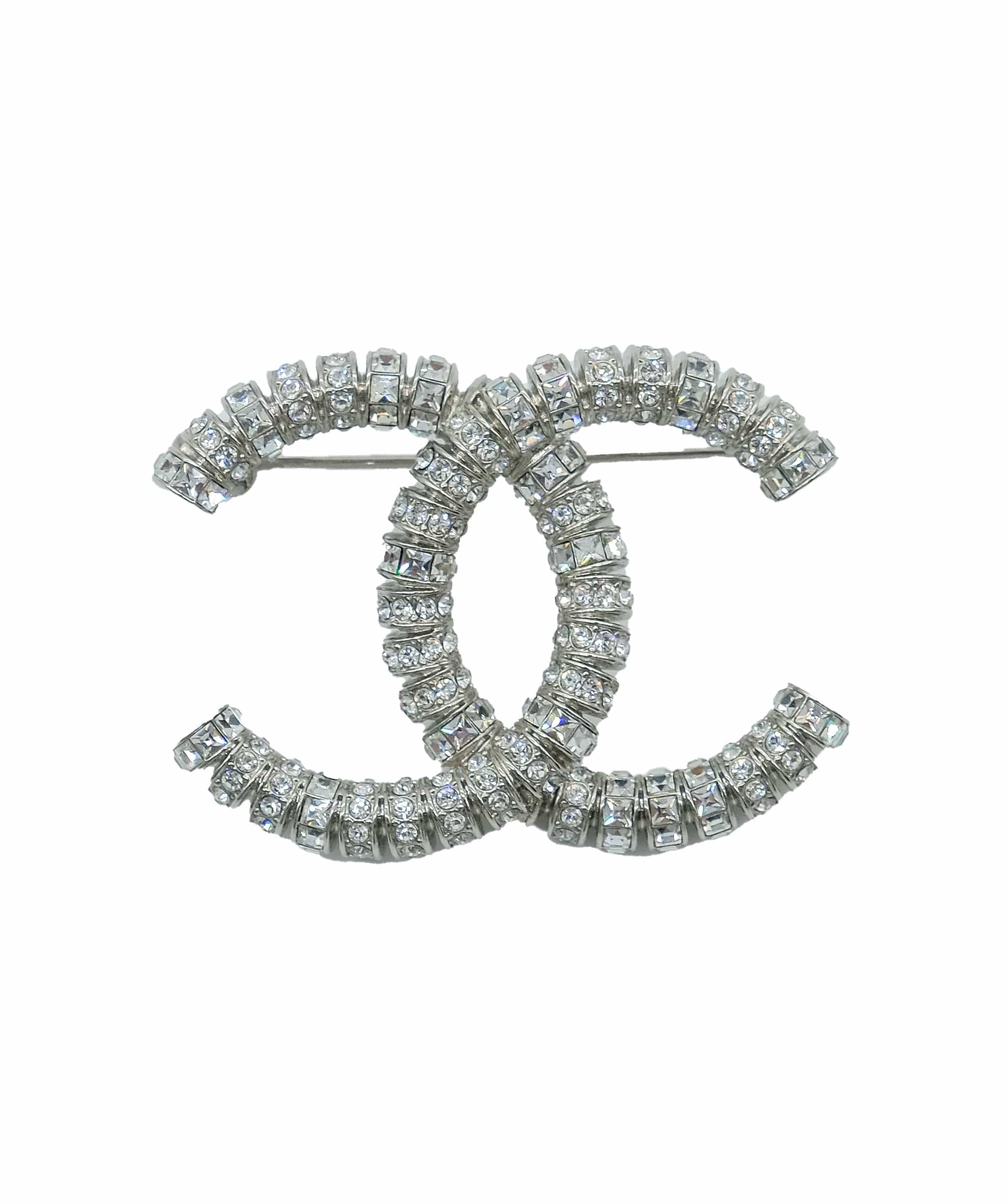 Chanel CC Silver Brooch REC1263