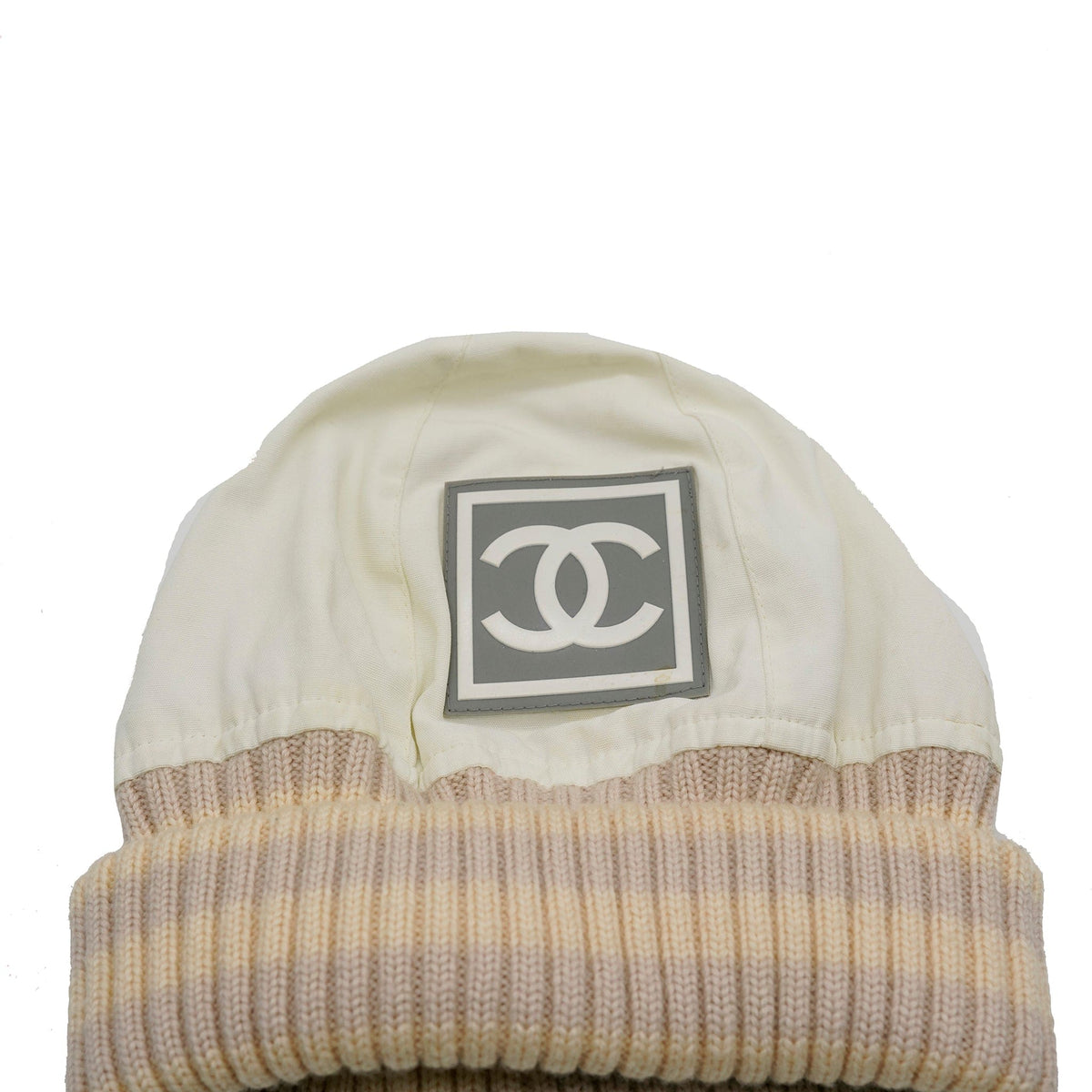 Chanel vintage crochet beanie hat Chanel Chanel Beige & Navy Blue Knit Beanie Hat 97% Cashmere  main image 3