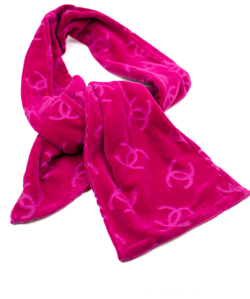 Chanel CHANEL 1996 Velour Scarf Purple Pink ASL2573