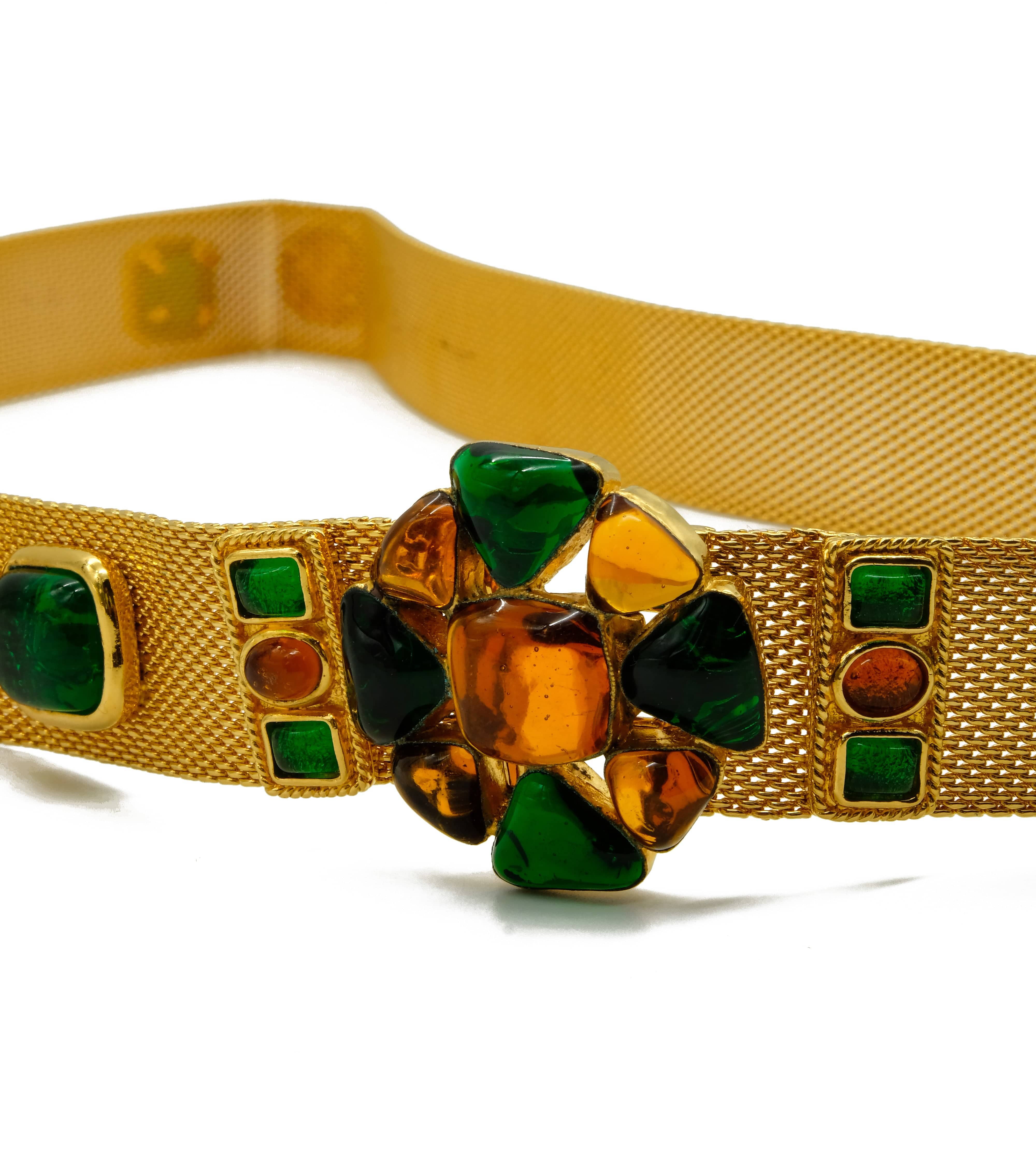 Chanel Chanel 1998 Gold  Gripoix belt with gems ASL3402