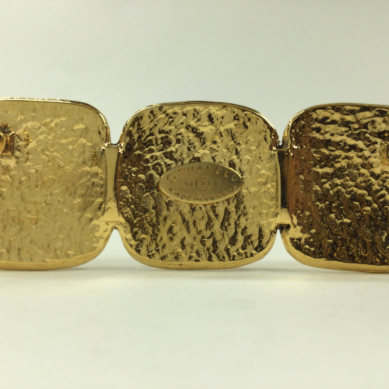 Chanel Color Stone Coco Mark Vintage Gold Brooch Accessories
